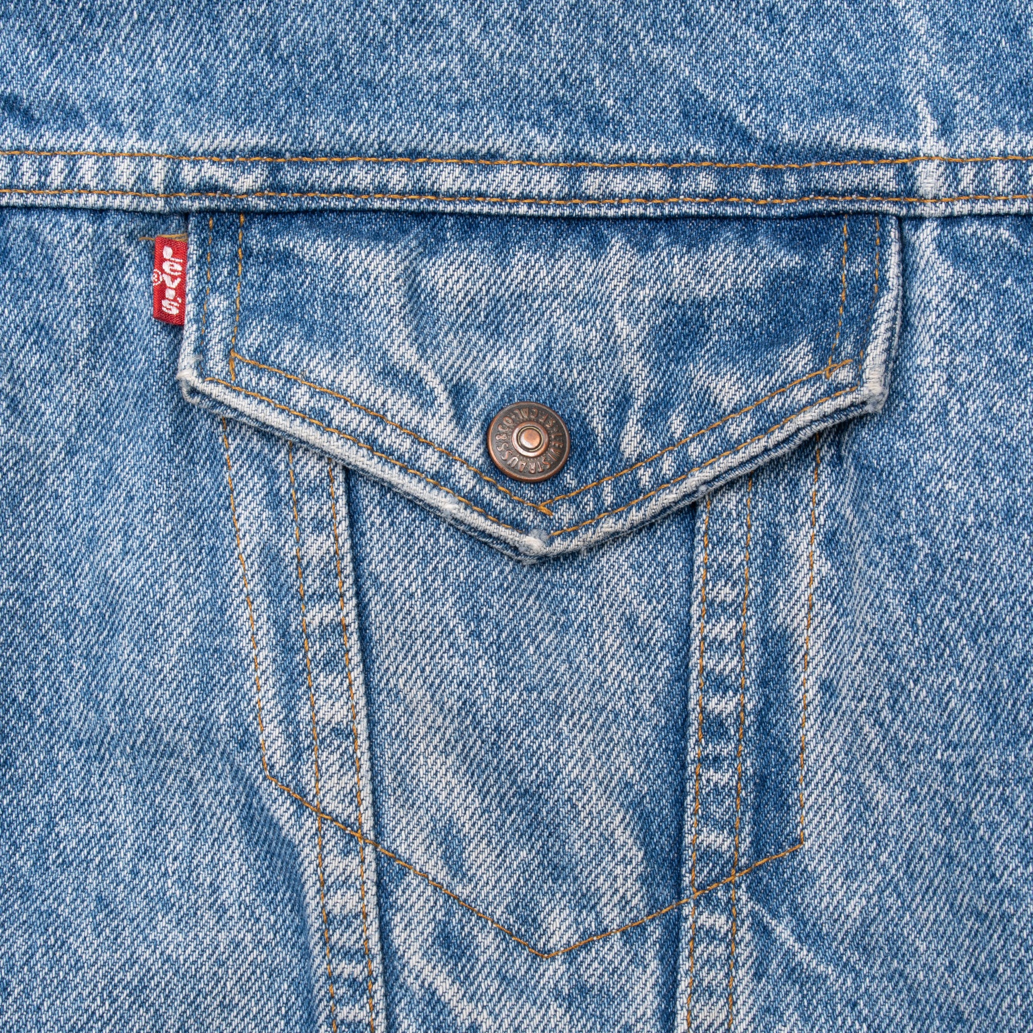 Vintage Levis Sherpa Trucker Blue Denim Jacket 1980S Size XL Made In Usa