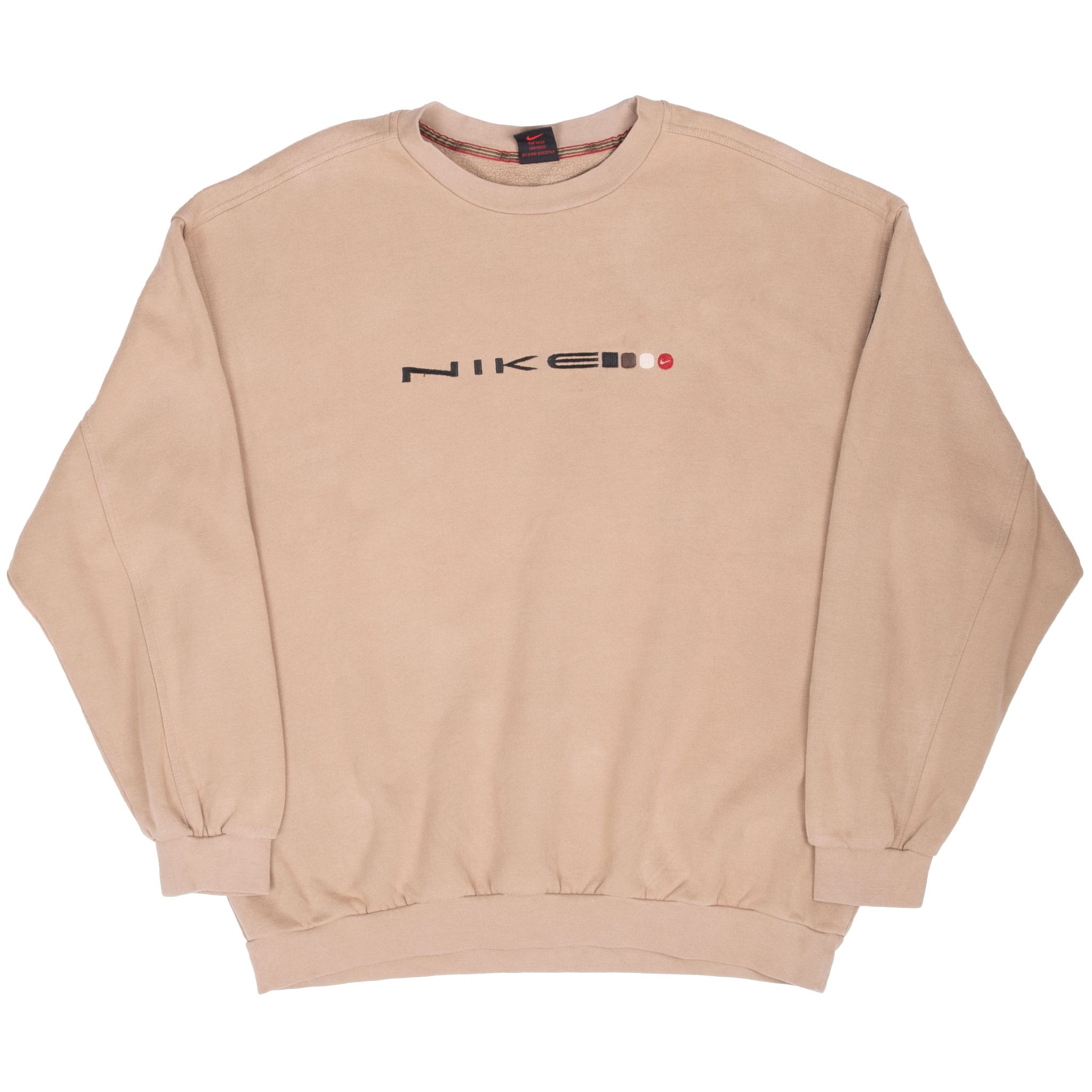 Vintage Nike Spellout Beige Crewneck Sweatshirt 1990S Size XL