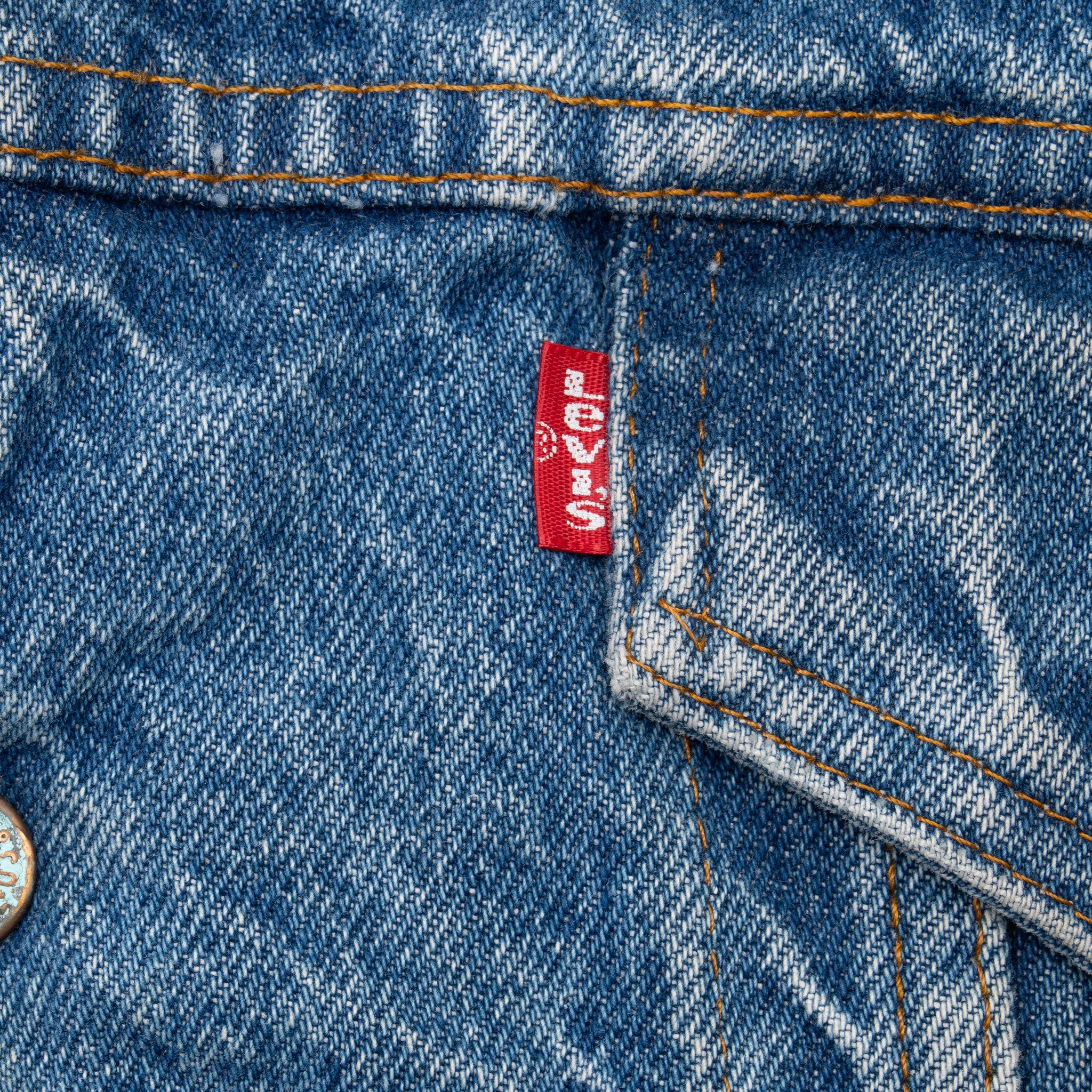 Vintage Levis Sherpa Trucker Denim Jacket 2 Pockets 1970S Size 46 Made In Usa