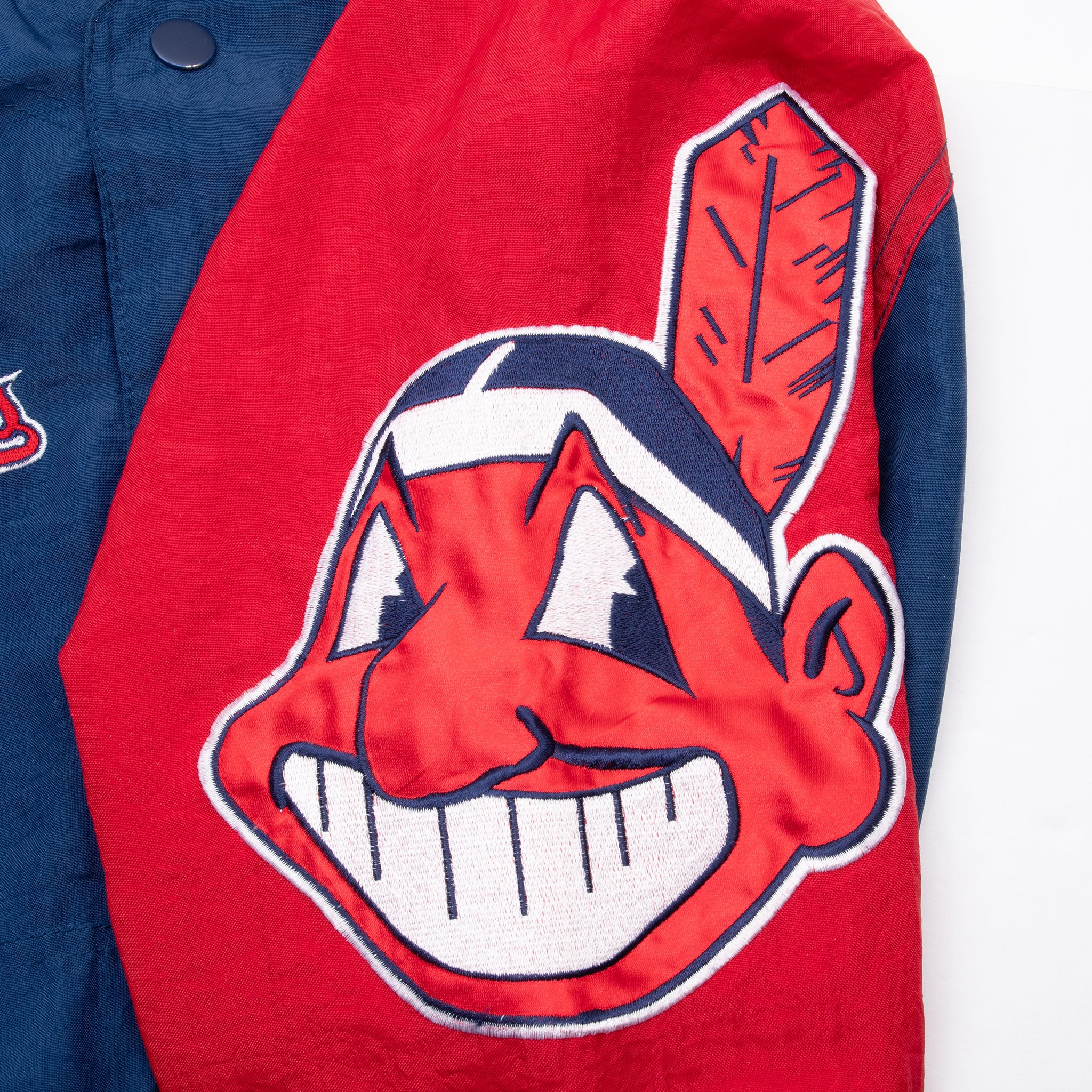 Vintage Mlb Cleveland Indians Pullover Windbreaker Starter Jacket 1990S Size Large