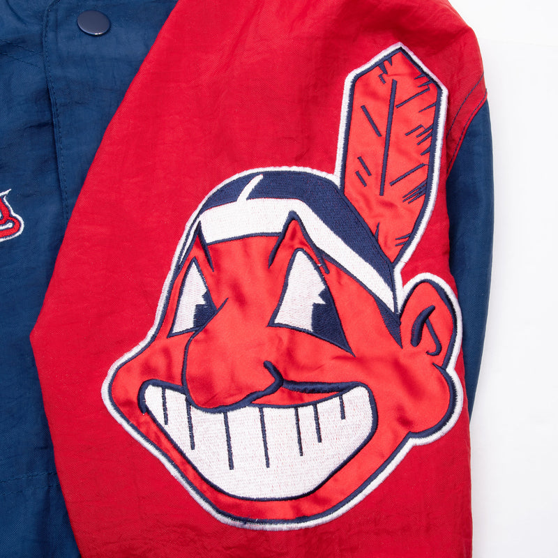 Vintage Mlb Cleveland Indians Pullover Windbreaker Starter Jacket 1990S Size Large