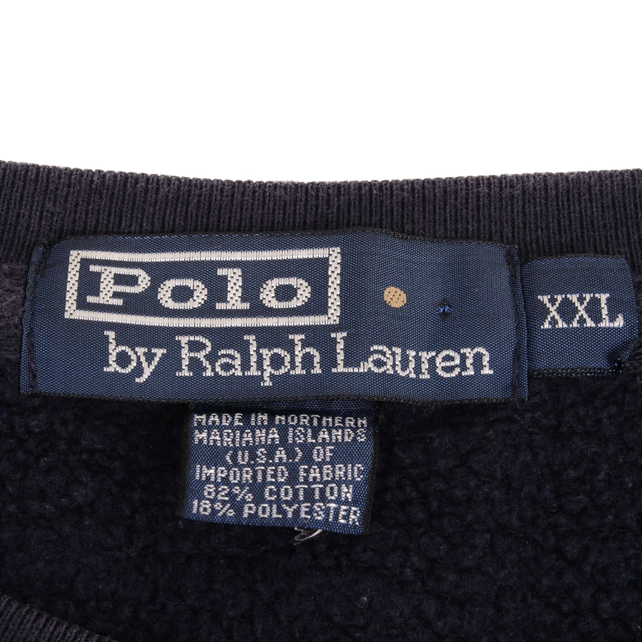 Vintage Ralph Lauren Navy Blue 1990S Classic Crewneck Sweatshirt Size 2XL Made In USA