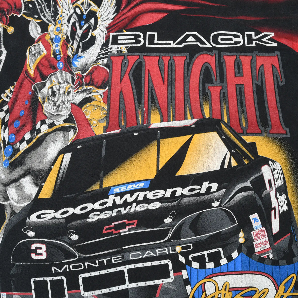 Close-up of front Black Knight print with Dale Earnhardt's No. 3 Goodwrench Monte Carlo