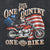 Close-up of One Life One Country Harley-Davidson motorcycle and American flag front graphic