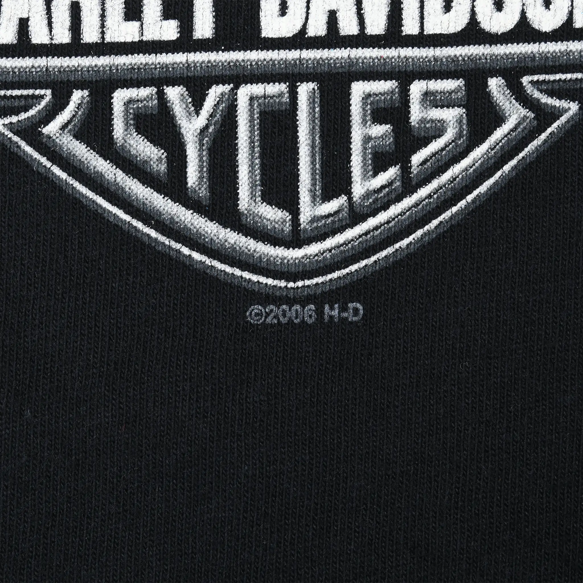 Close-up of 2006 copyright mark beneath Harley-Davidson Cycles graphic