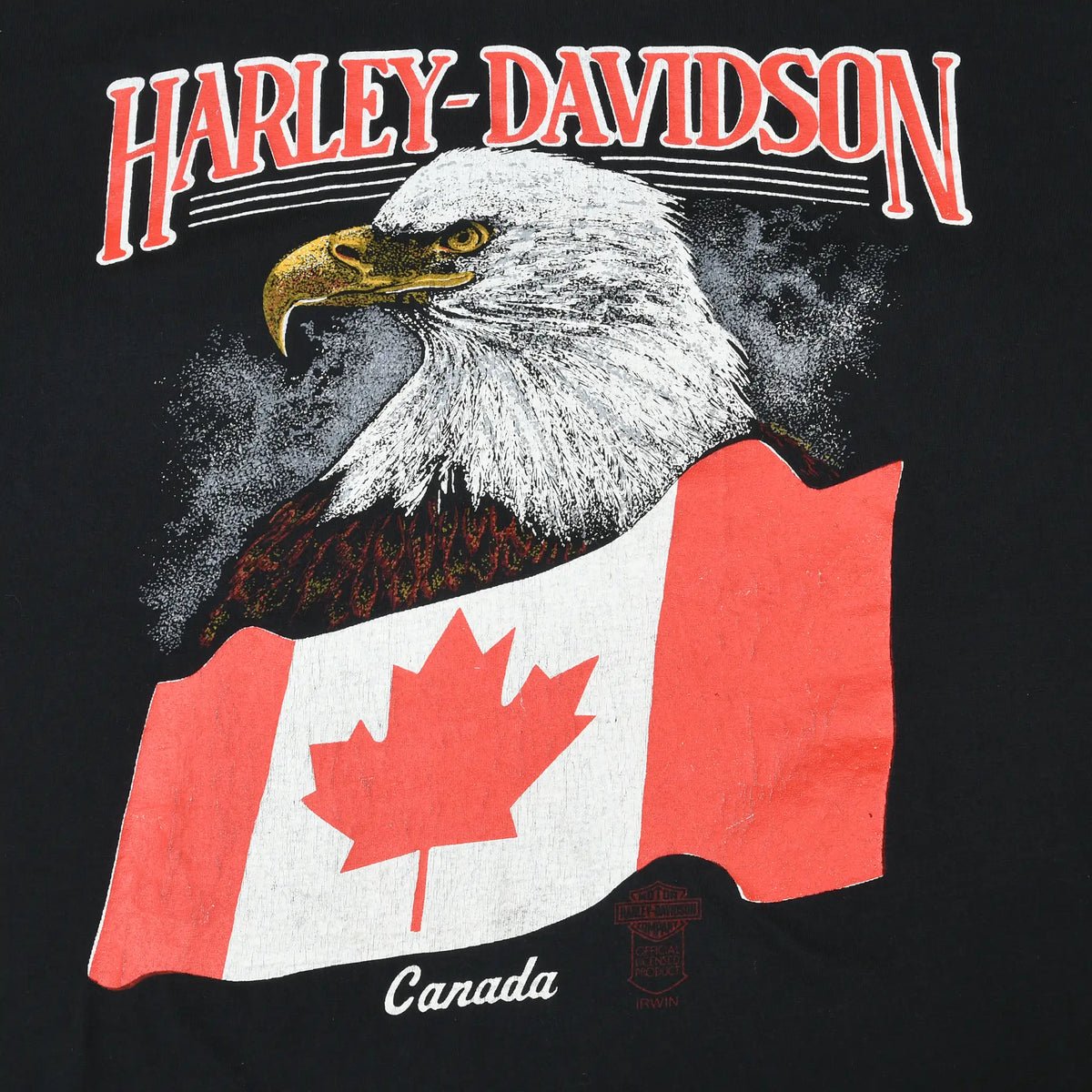 Harley-Davidson front graphic with bald eagle, Canadian flag, and Canada lettering