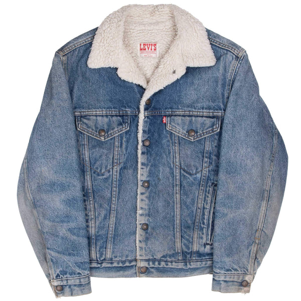 Vintage Levis Sherpa Trucker Denim Jacket 1980S Size 34R Made In Usa