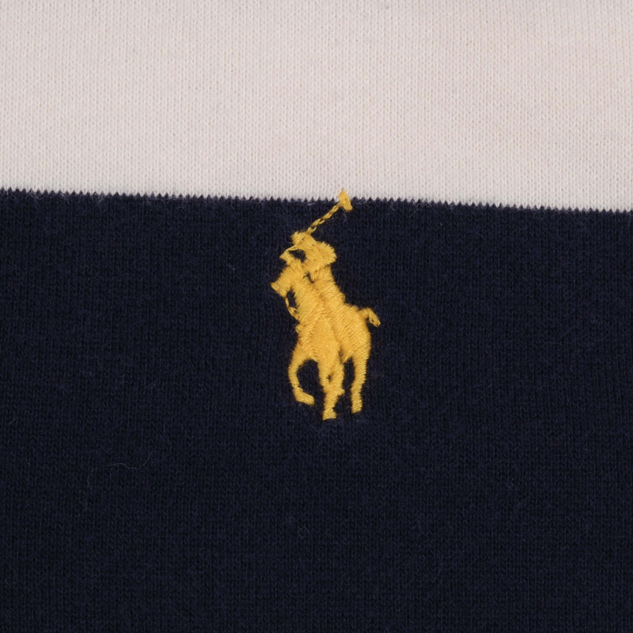 Vintage Ralph Lauren Blue & White Striped Rugby Polo Shirt 1990S Size Large