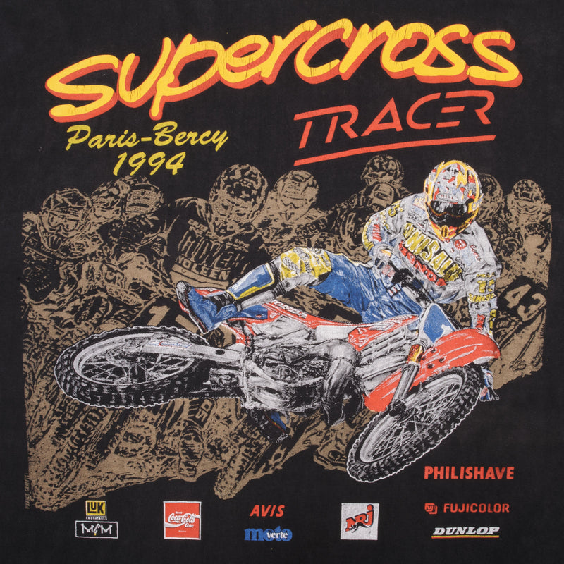 Vintage Ama Supercross Tracer Paris Bercy Tee Shirt 1994 Size XL