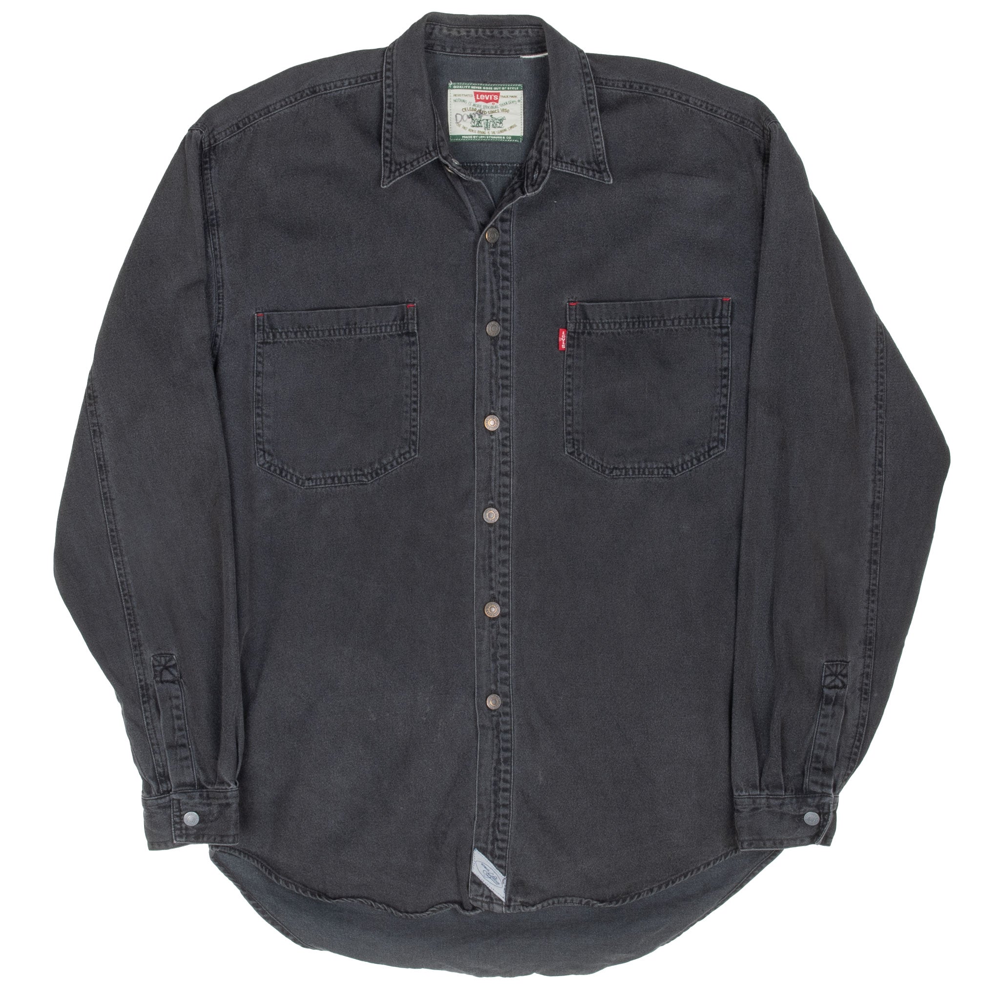 Vintage Levis Red Tab Denim Black Pocket Shirt 1990S Size Medium