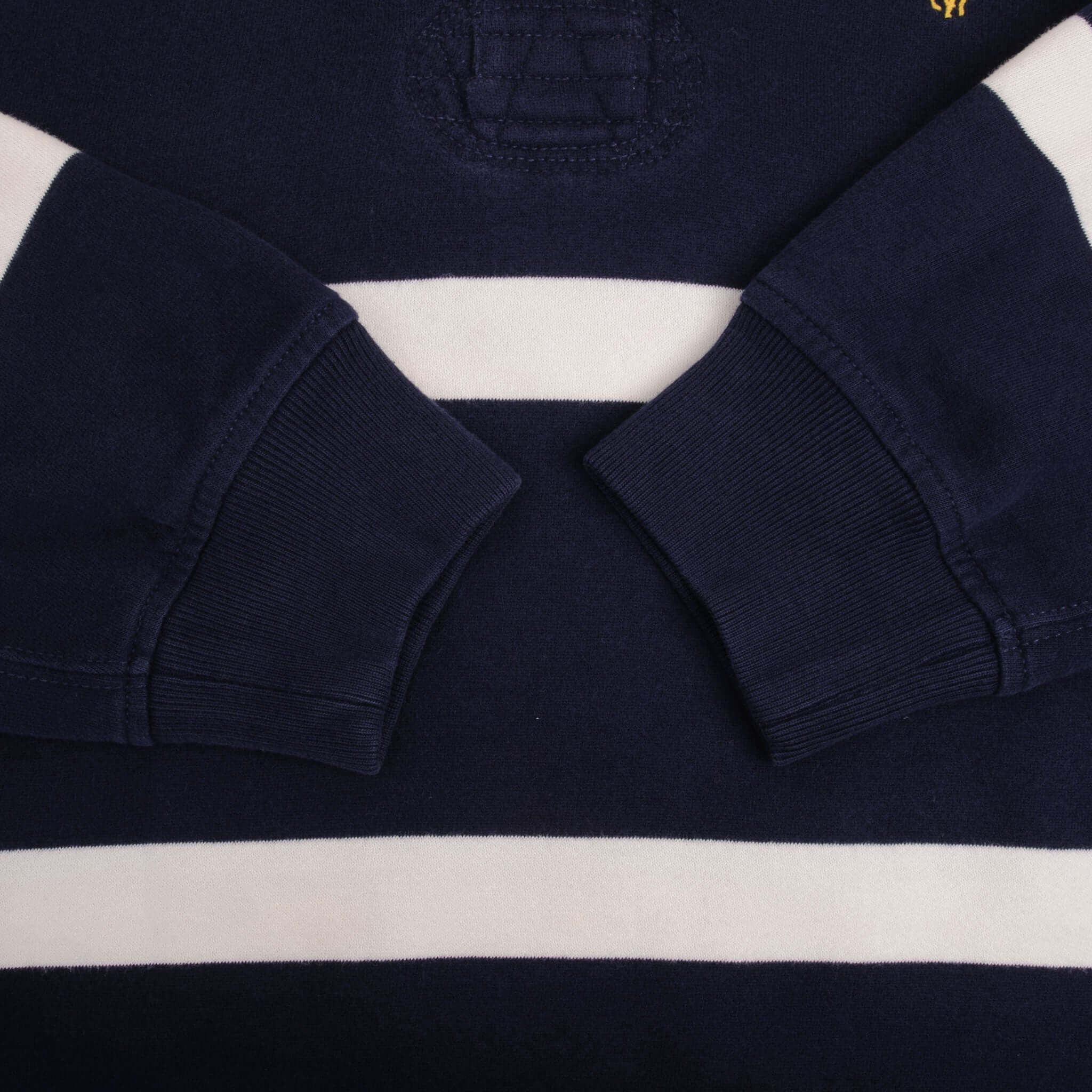 Vintage Ralph Lauren Blue & White Striped Rugby Polo Shirt 1990S Size Large