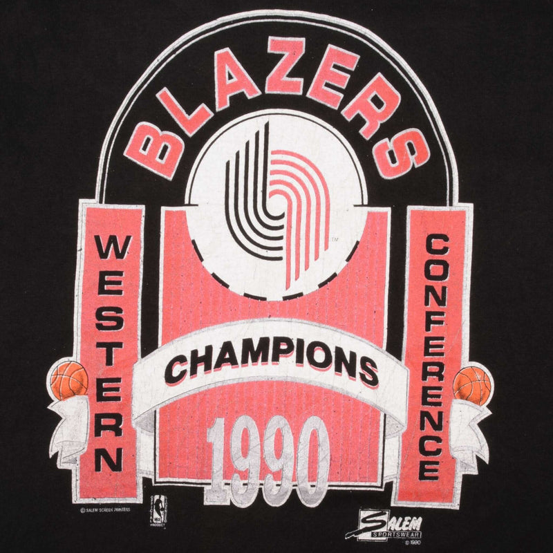 Vintage NBA Portland Trail Blazers 1990 Tee Shirt Size Medium Made In USA With Single Stitch Sleeves