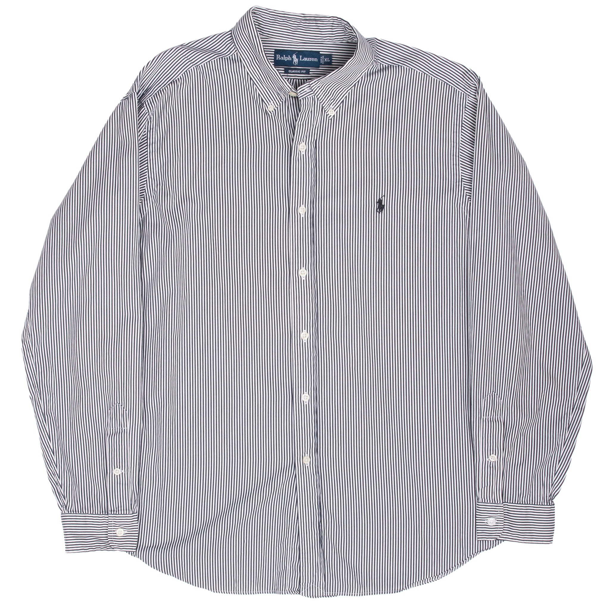 Vintage Ralph Lauren Classic Black & White Striped Shirt 1990S Size XL
