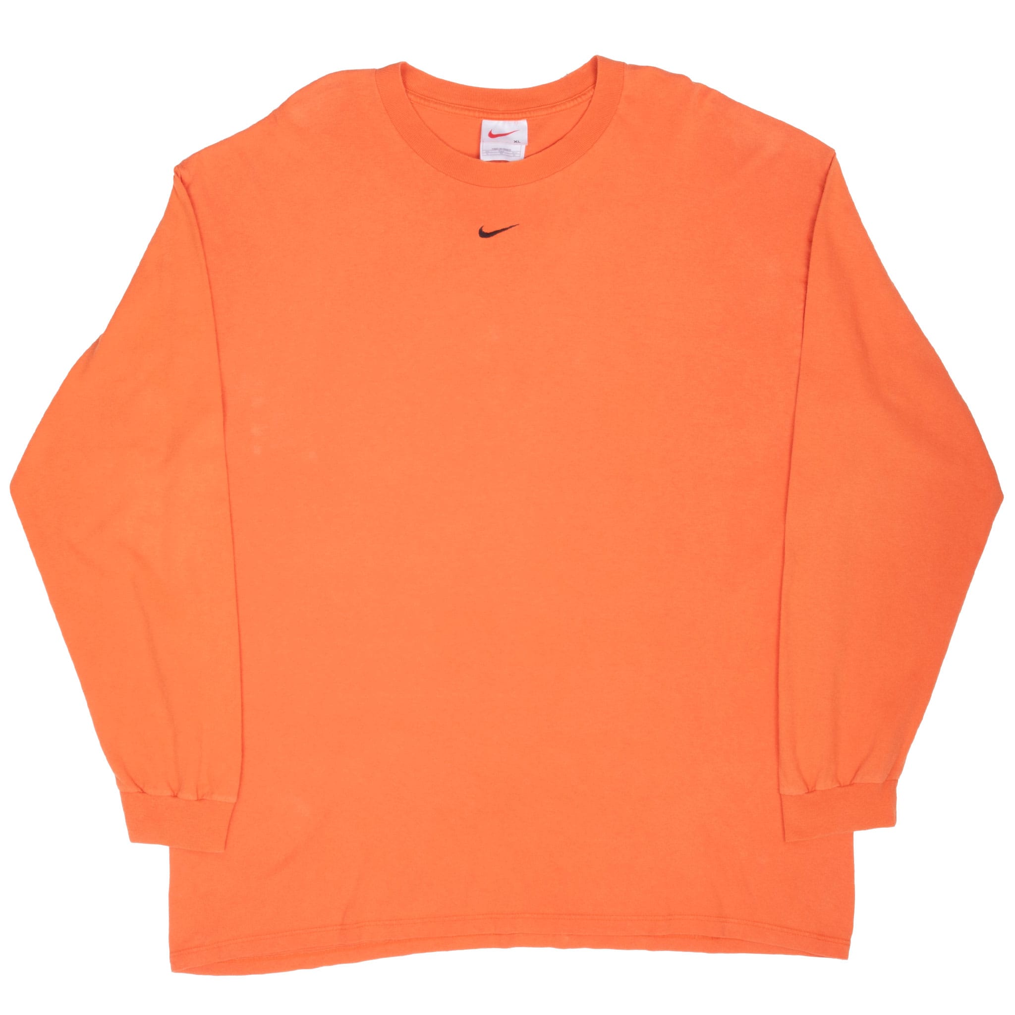 Vintage Nike Center Swoosh Orange Long Sleeve Tee Shirt 1990S Size XL