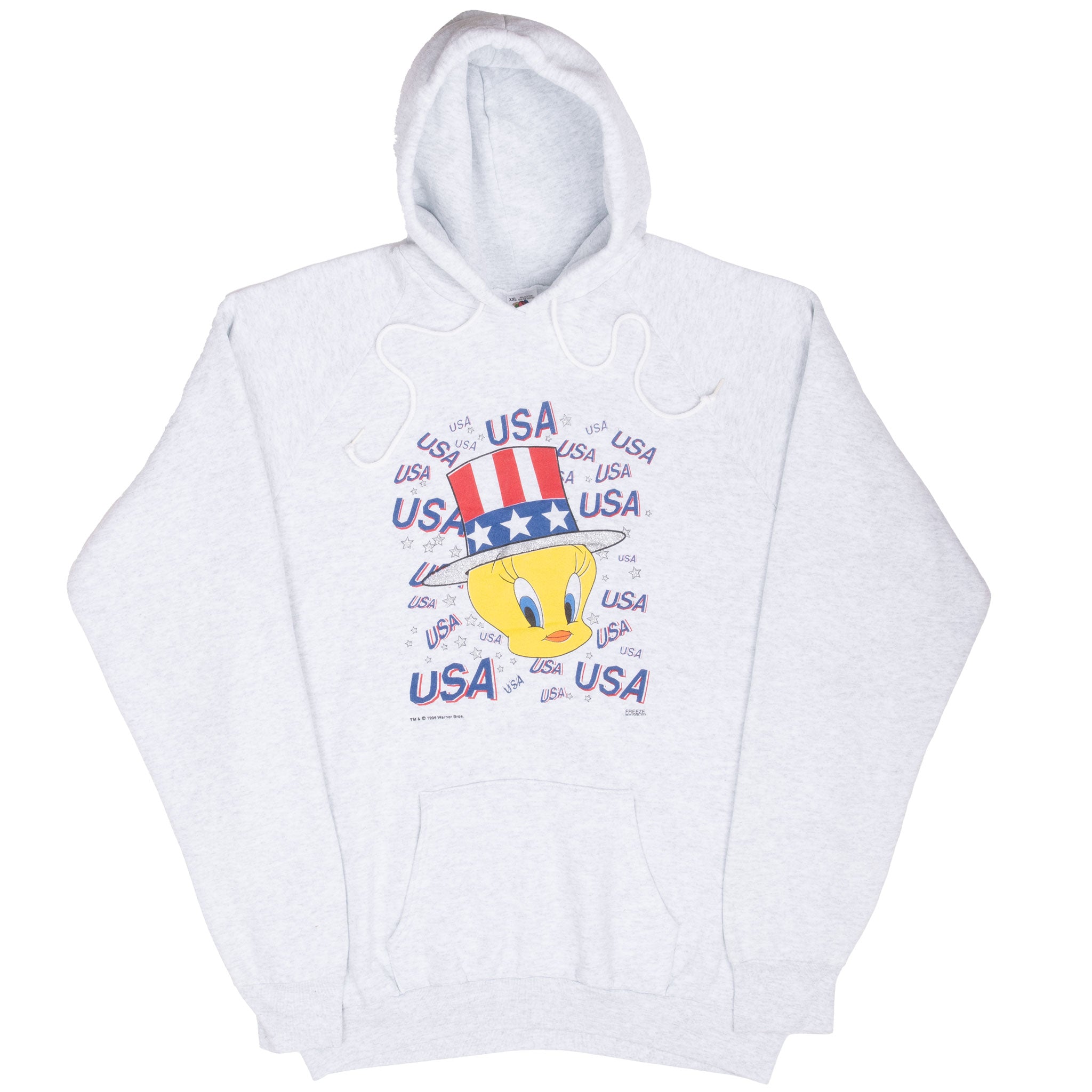 Vintage Looney Tunes Tweety 4th of July Usa Hoodie Sweatshirt 1995 Size XL Made In Usa