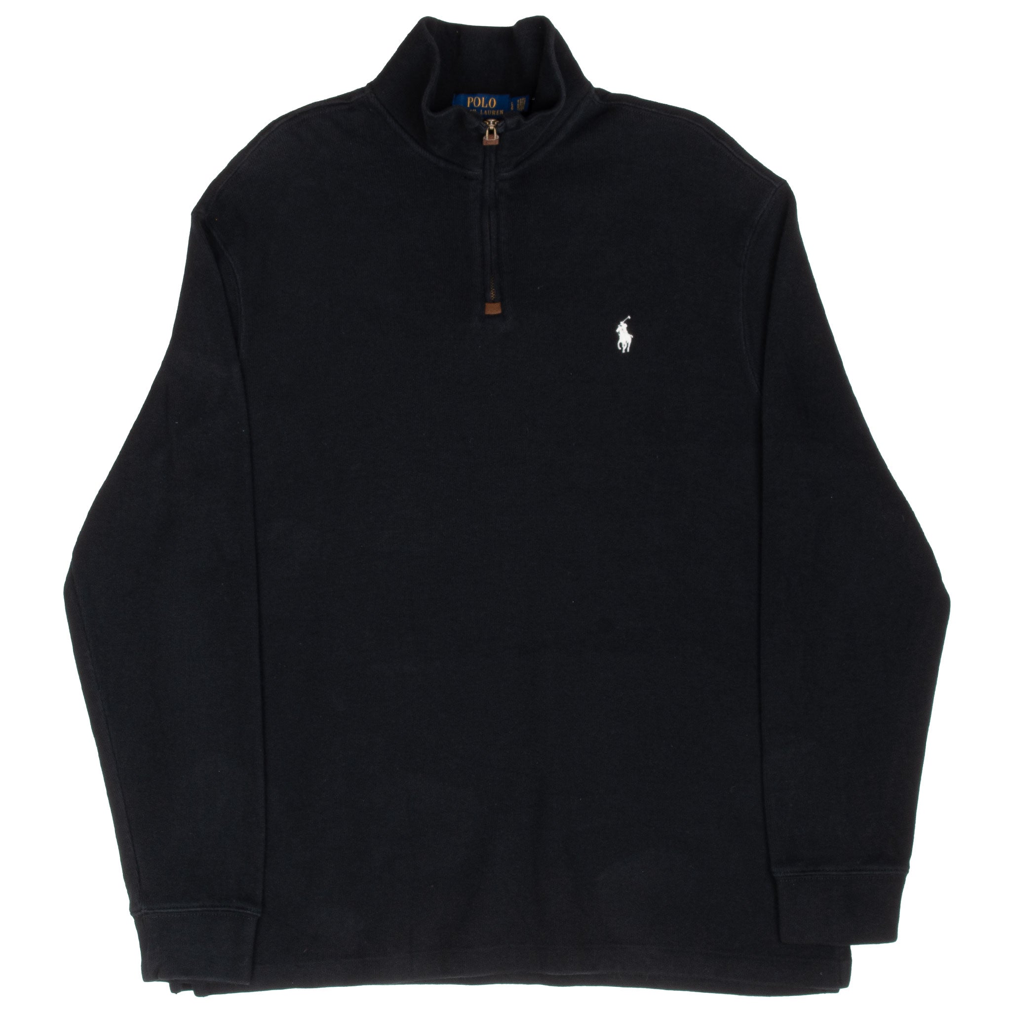Vintage Polo Ralph Lauren Black Quarter 1/4 Zip Sweater Size Large
