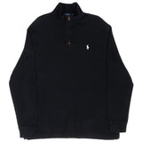 Vintage Polo Ralph Lauren Black Quarter 1/4 Zip Sweater Size Large