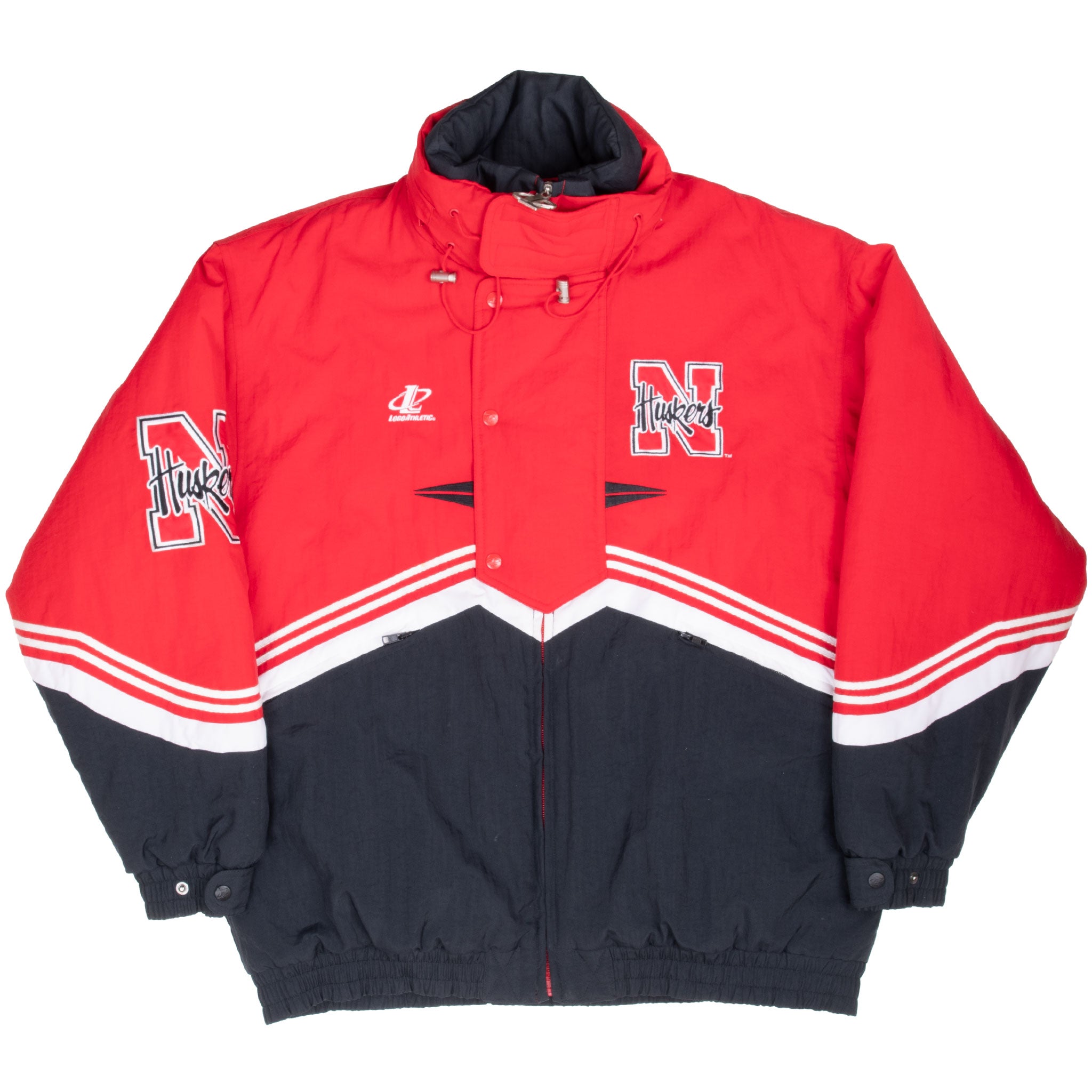 Vintage Ncaa University of Nebraska Huskers 1990S Heavy Pullover Logo Athletic Jacket Size Large