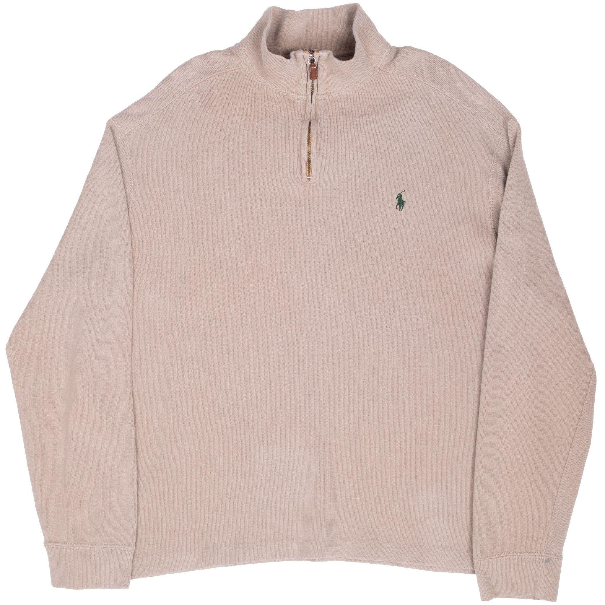 Vintage Polo Ralph Lauren Beige Quarter Zip Sweater Size Large 1990S