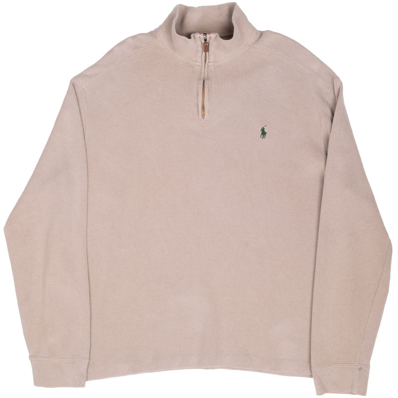 Vintage Polo Ralph Lauren Beige Quarter Zip Sweater Size Large 1990S