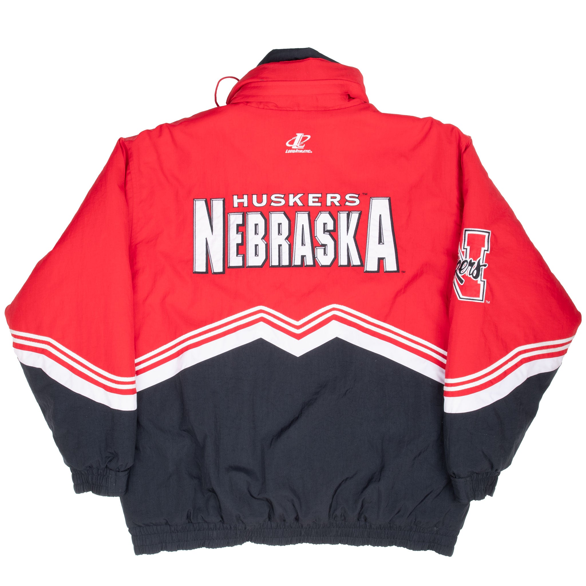 Vintage Ncaa University of Nebraska Huskers 1990S Heavy Pullover Logo Athletic Jacket Size Large