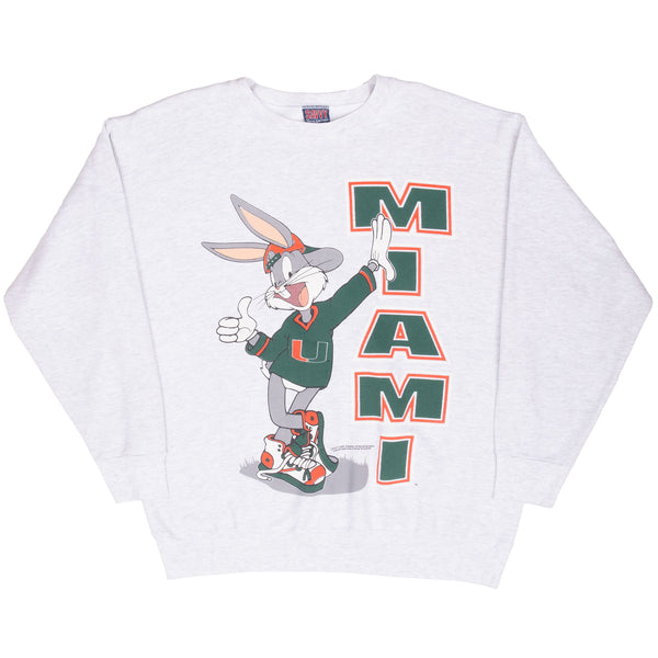 Vintage Ncaa Miami Hurricanes Buggs Bunny Sweatshirt 1993 Size XL Made In Usa