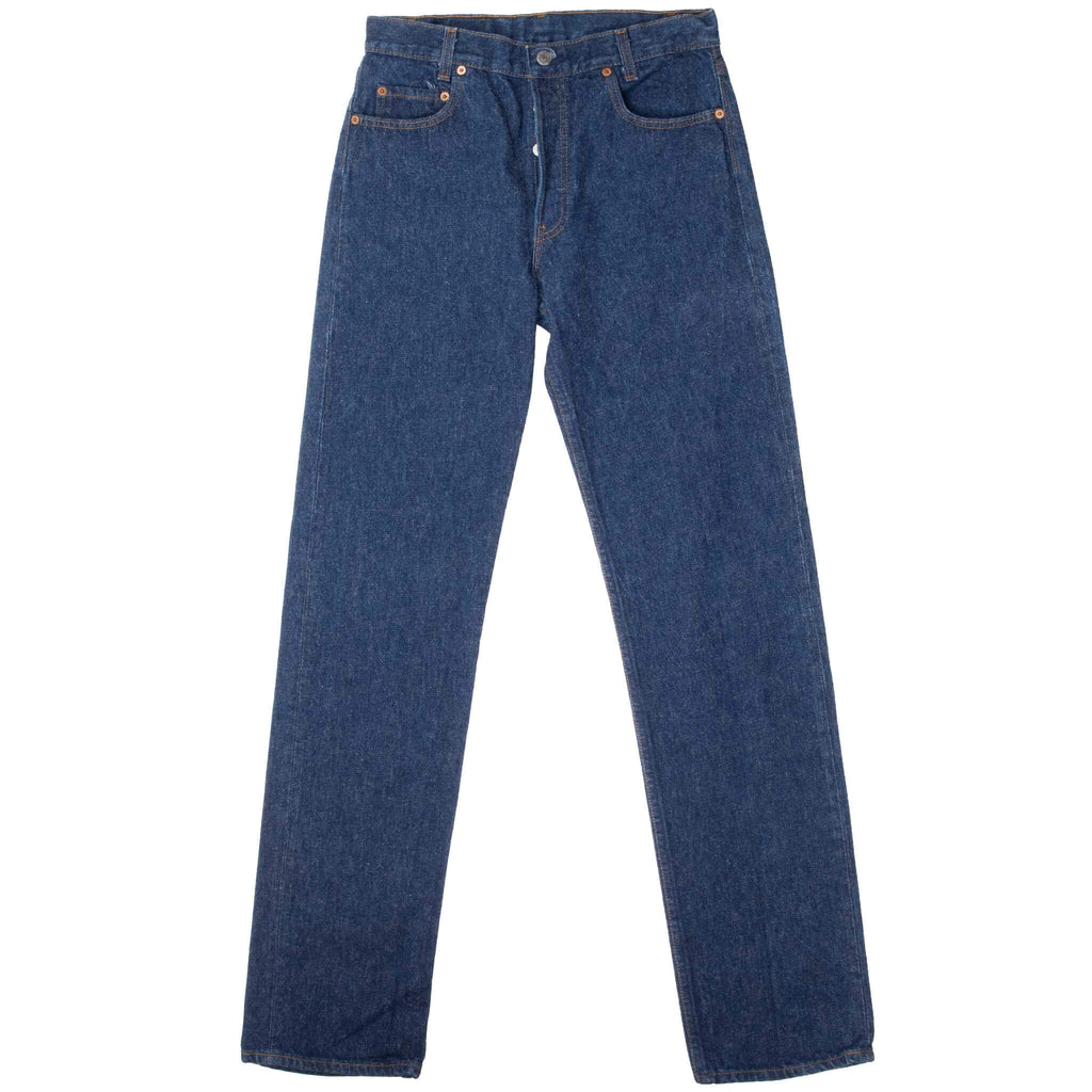 Beautiful Indigo Levis 701 Student Fit Indigo Jeans 1980S Made in USA with a Dark blue wash.

Size on Tag 31X34 Actual size 29X34

Back Button #545