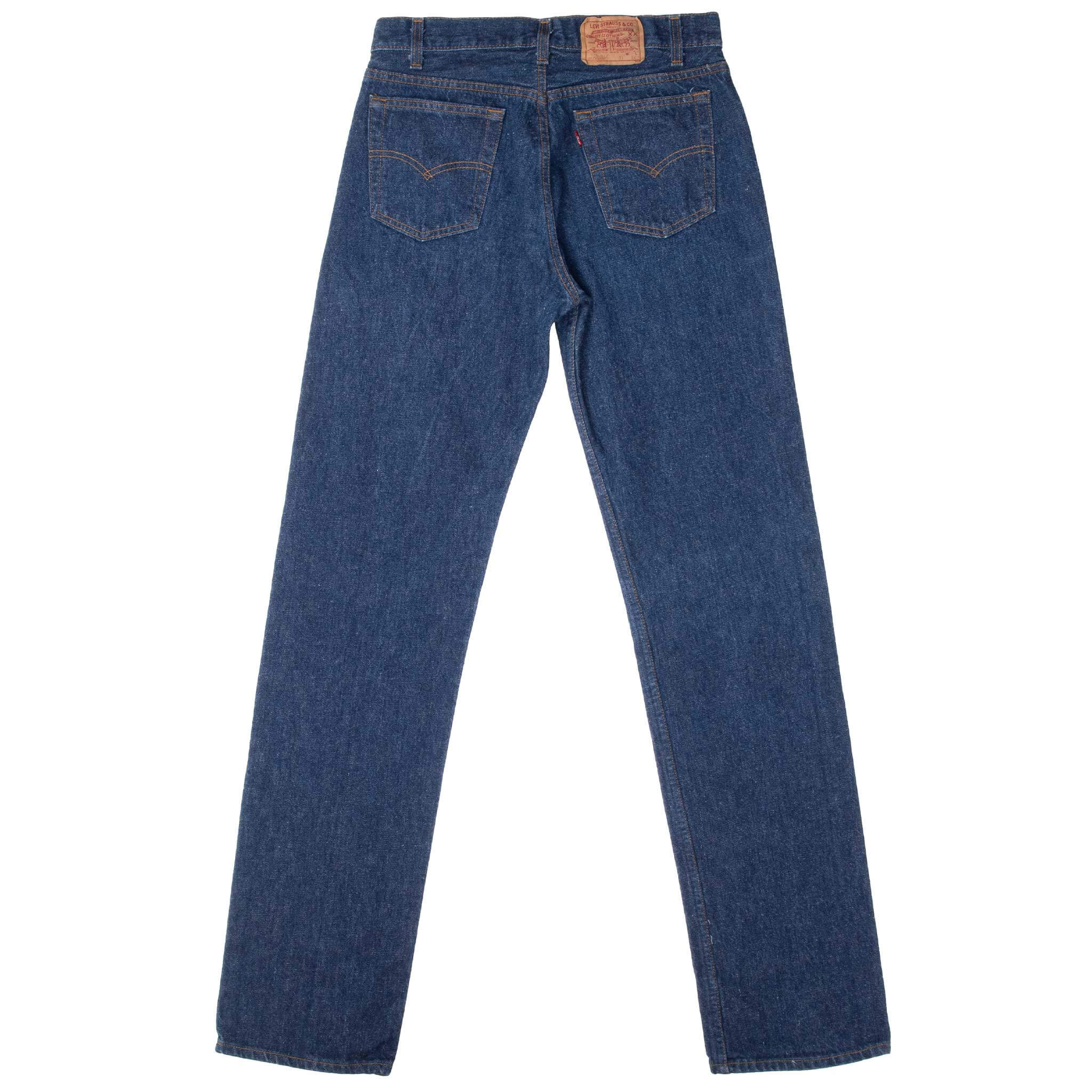 Beautiful Indigo Levis 701 Student Fit Indigo Jeans 1980S Made in USA with a Dark blue wash.

Size on Tag 31X34 Actual size 29X34

Back Button #545