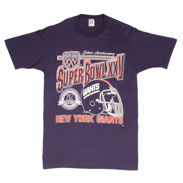 Vintage NFL New York Giants Super Bowl Xxv 1990 Tee Shirt Medium Made In Usa With Single Stitch Sleeves