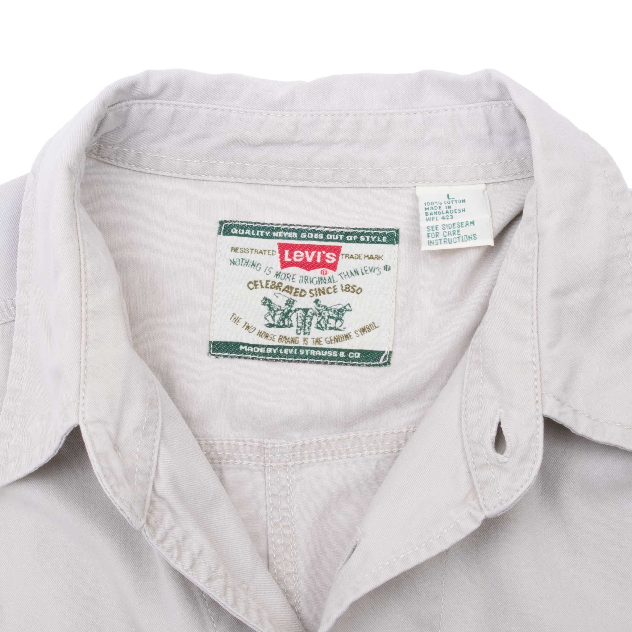 Vintage Levis Pocket Beige Denim Shirt 1990S Size Large