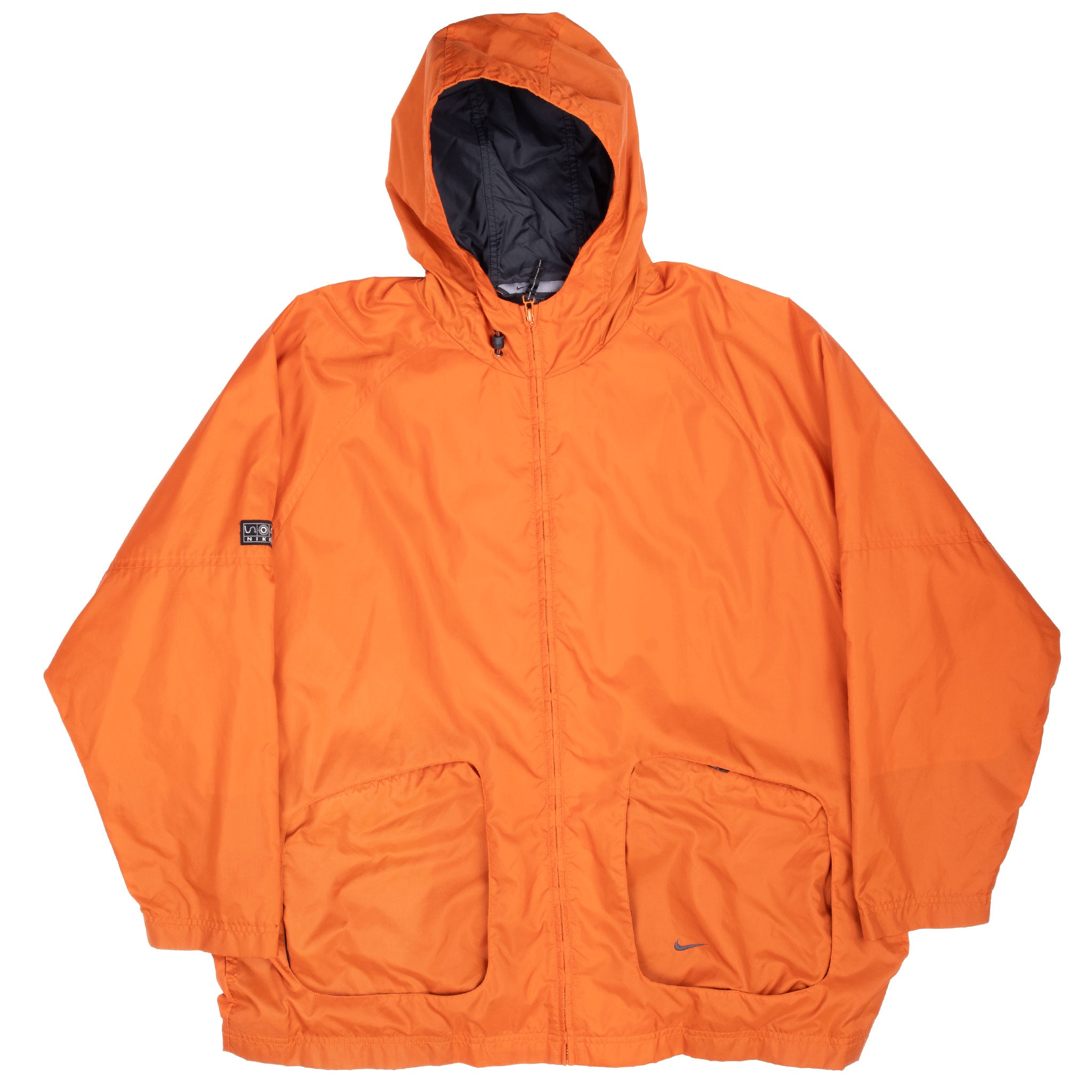 Vintage Nike Swoosh Orange Hooded Windbreaker Jacket 2000S Size XL