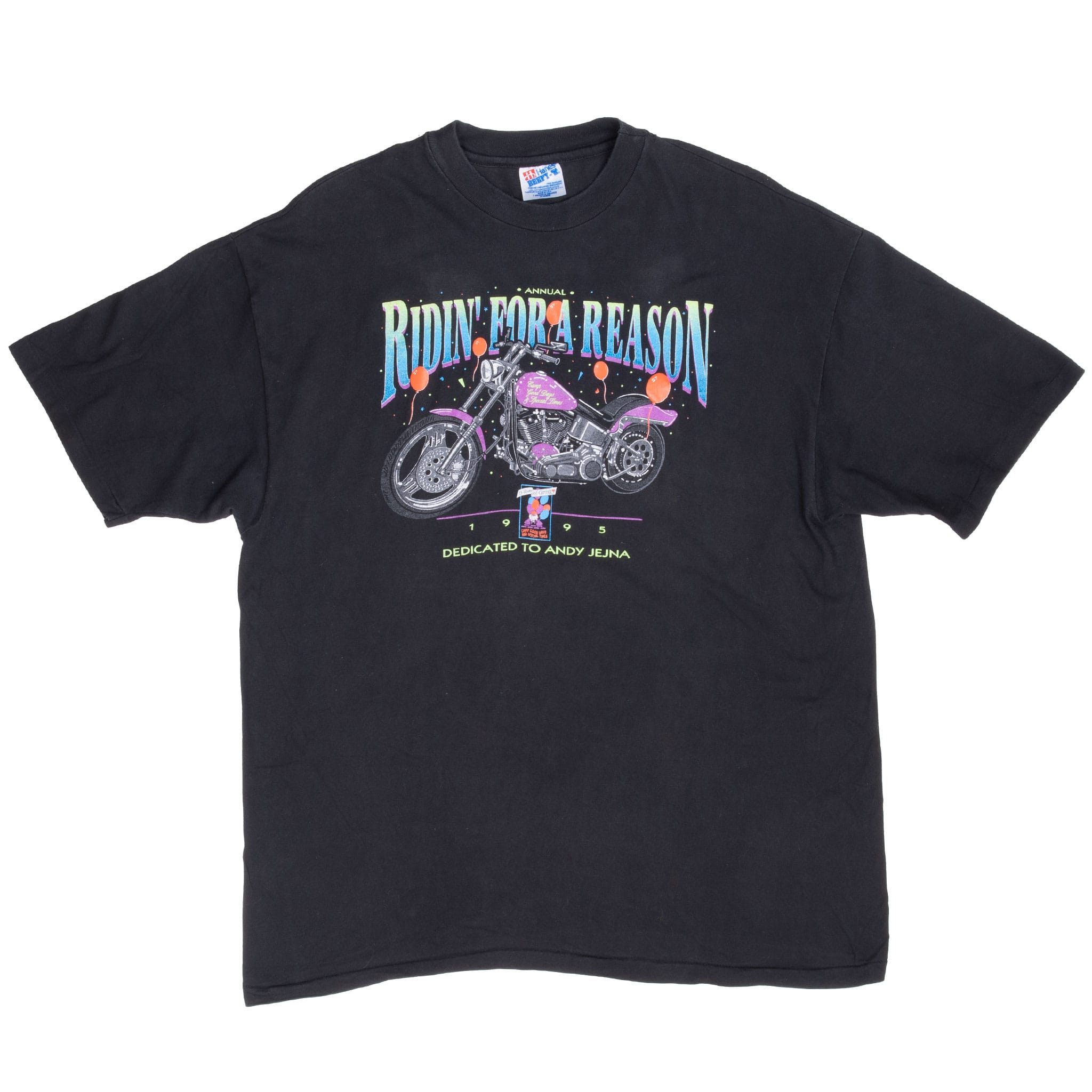 Vintage Riding For A Reason Harv's Biker Tee Shirt 1995 Size XL Made In Usa With Single Stitch Sleeves