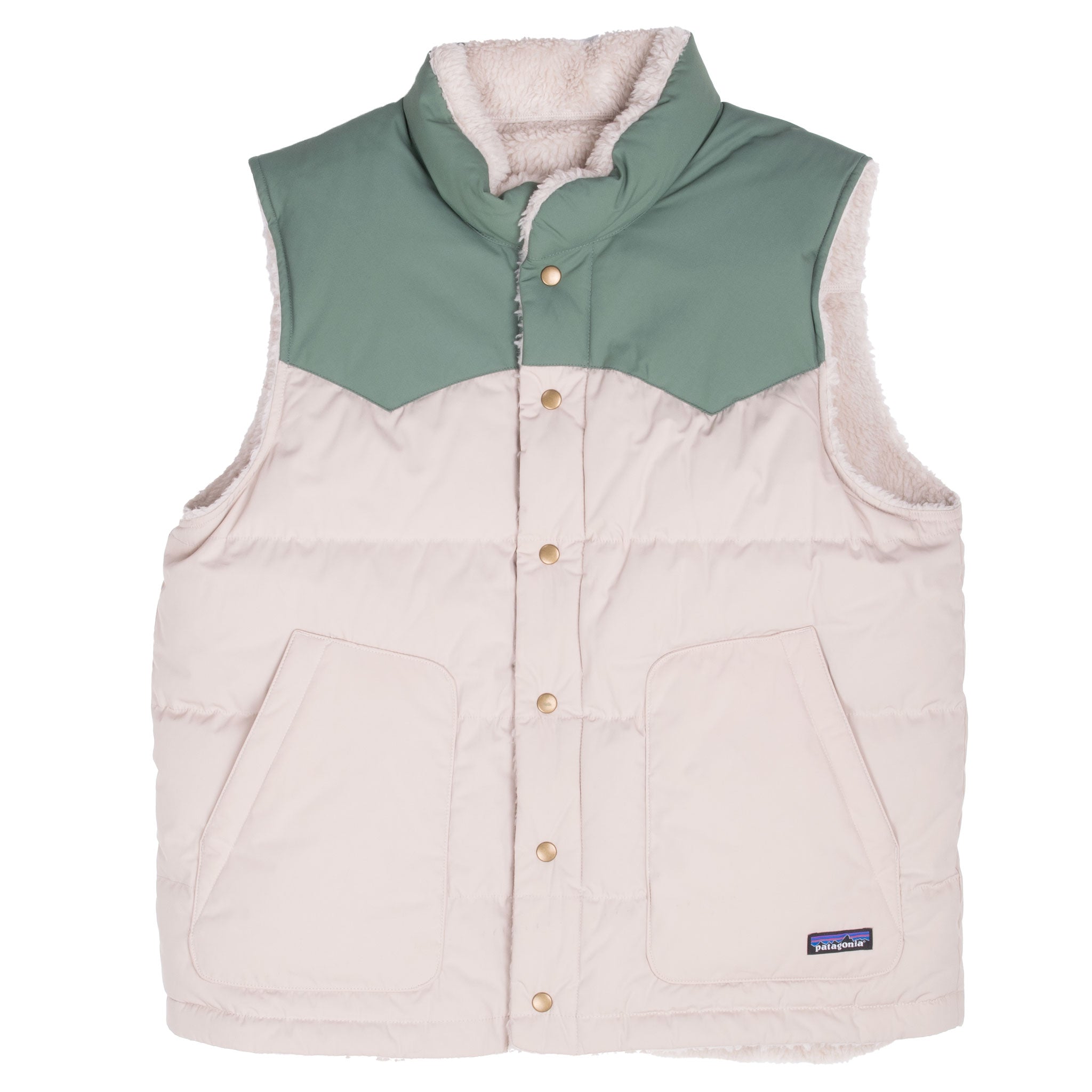 Vintage Patagonia Reversible Bivy Down Vest Green And Beige Jacket Size XL