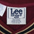 Close-up of Lee Sport neck label inside burgundy sweatshirt