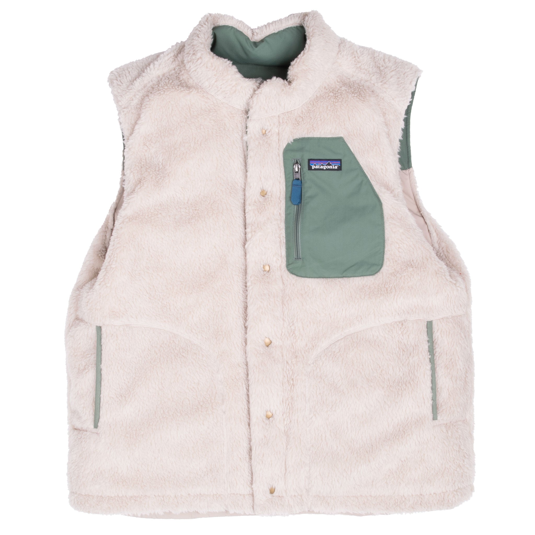 Vintage Patagonia Reversible Bivy Down Vest Green And Beige Jacket Size XL