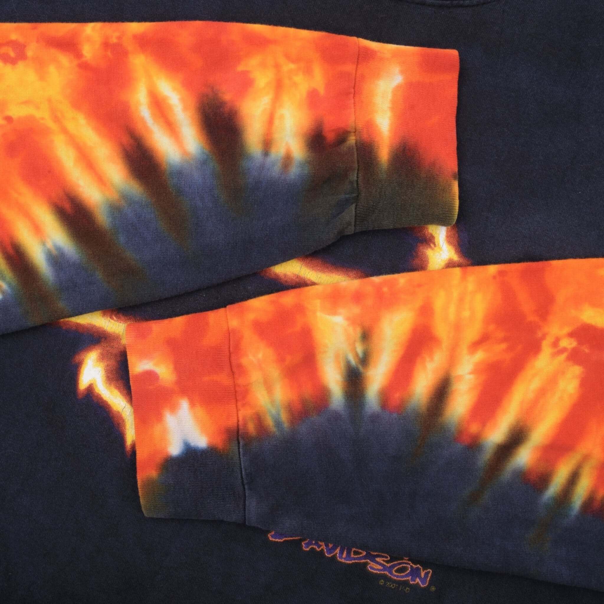 Vintage Harley Davidson Tie Dye Long Sleeves Tee Shirt Size XL Made In USA 