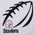 Close-up of black football graphic, Pittsburgh Steelers logo and team name