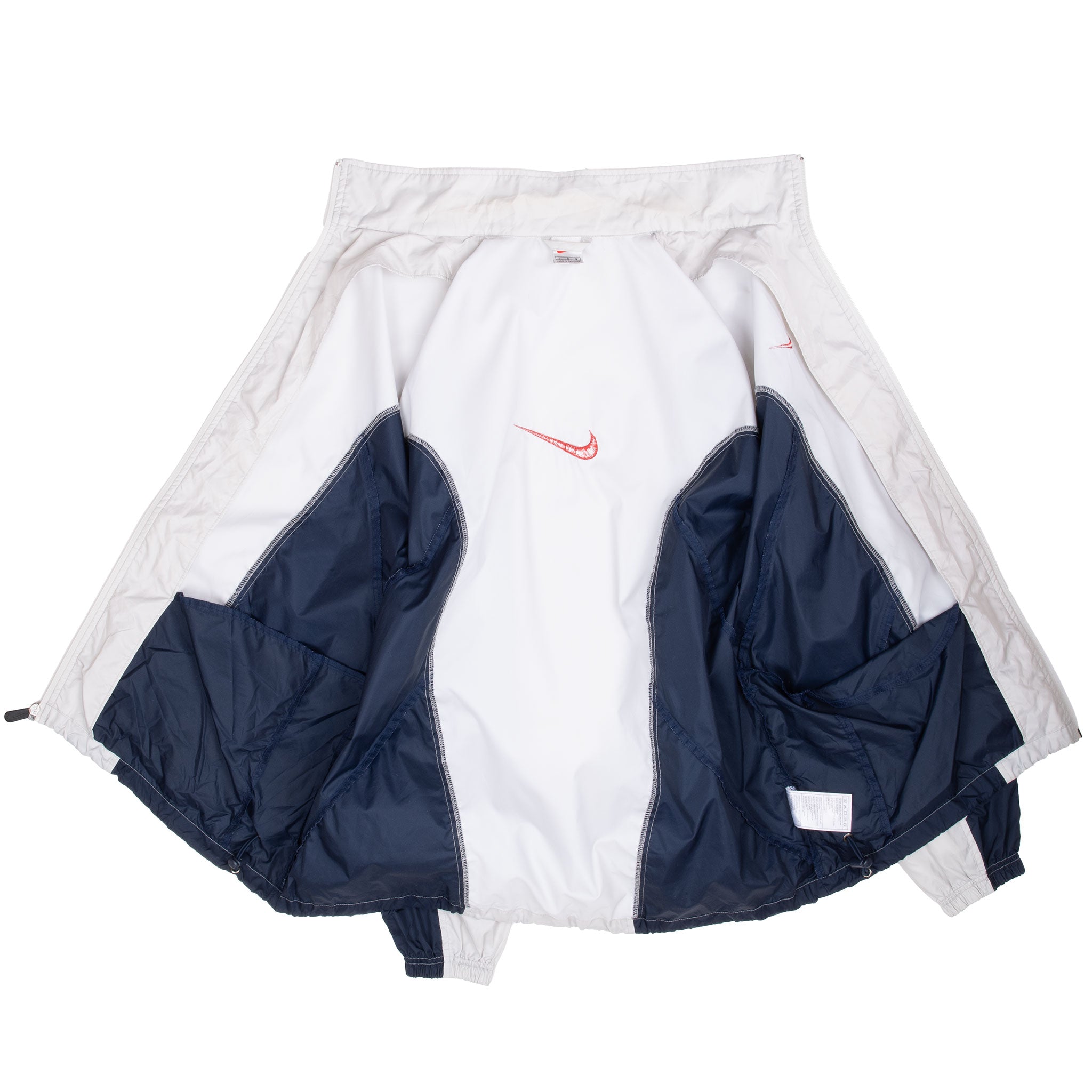 Vintage Nike Big Swoosh White Blue Windbreaker Jacket 1990S Size Large