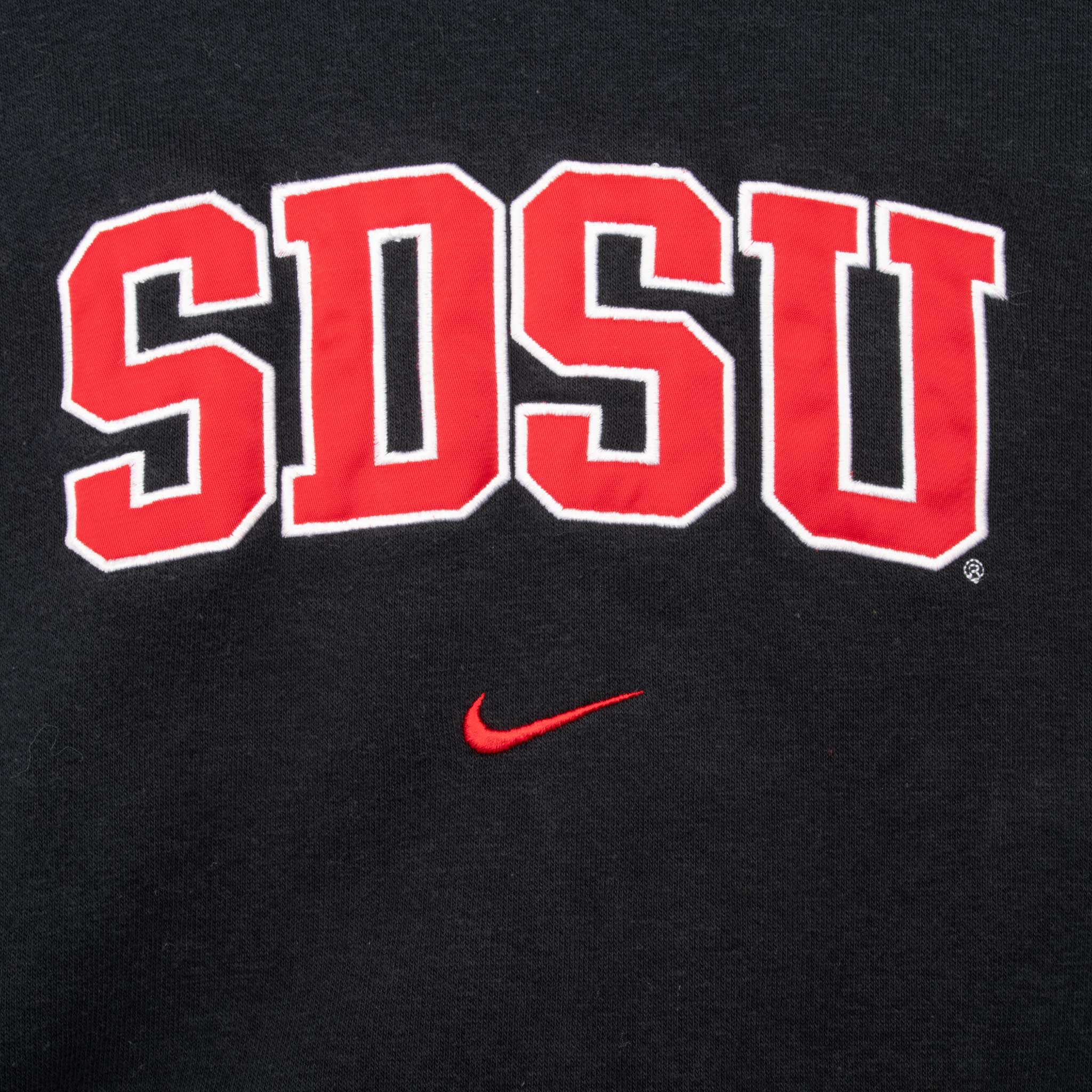 Vintage Nike NCAA SDSU San Diego State University Black Hoodie Sweatshirt 1990S Size XL