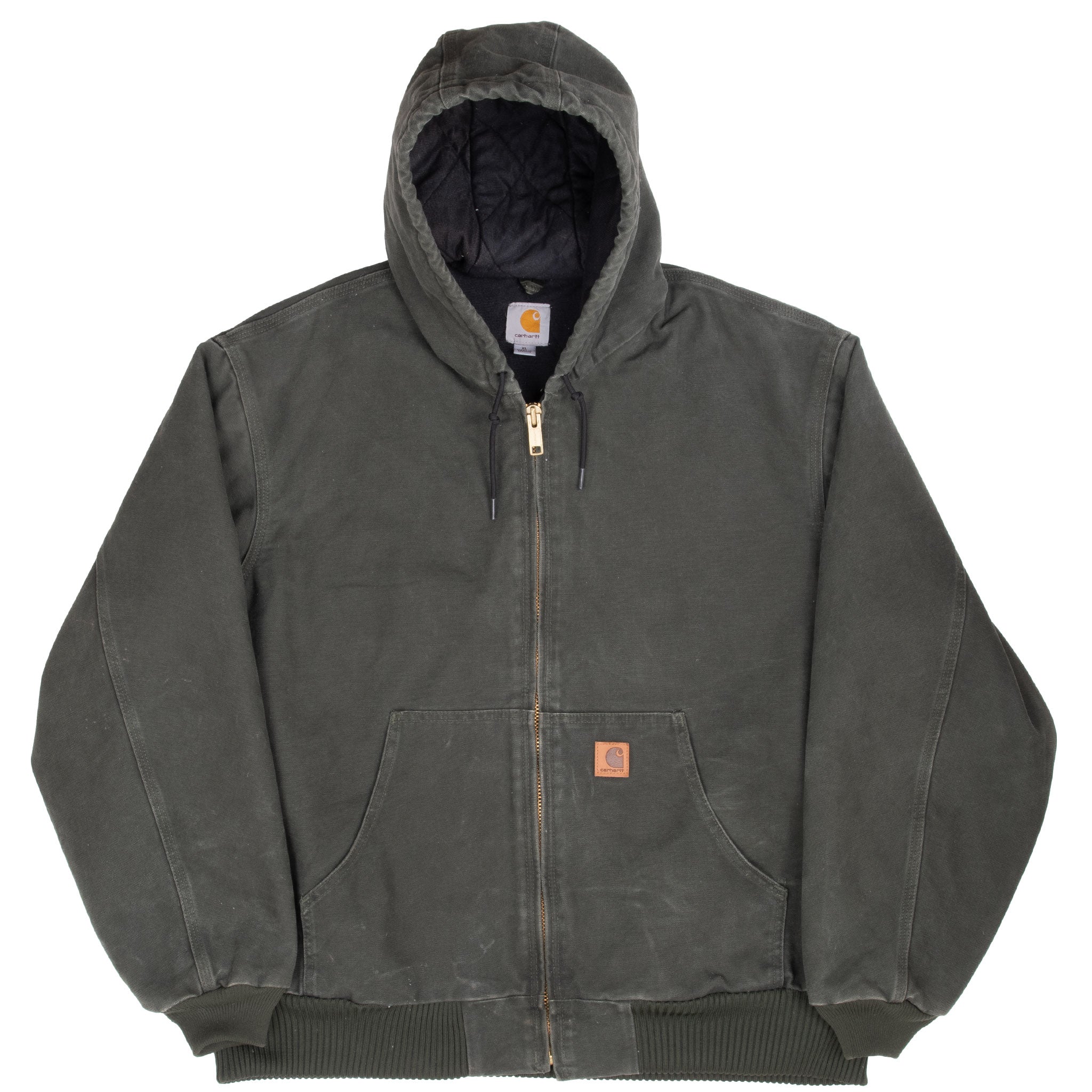 Vintage Carhartt Green Active Hooded Jacket J130Mos 2015 Size Xl