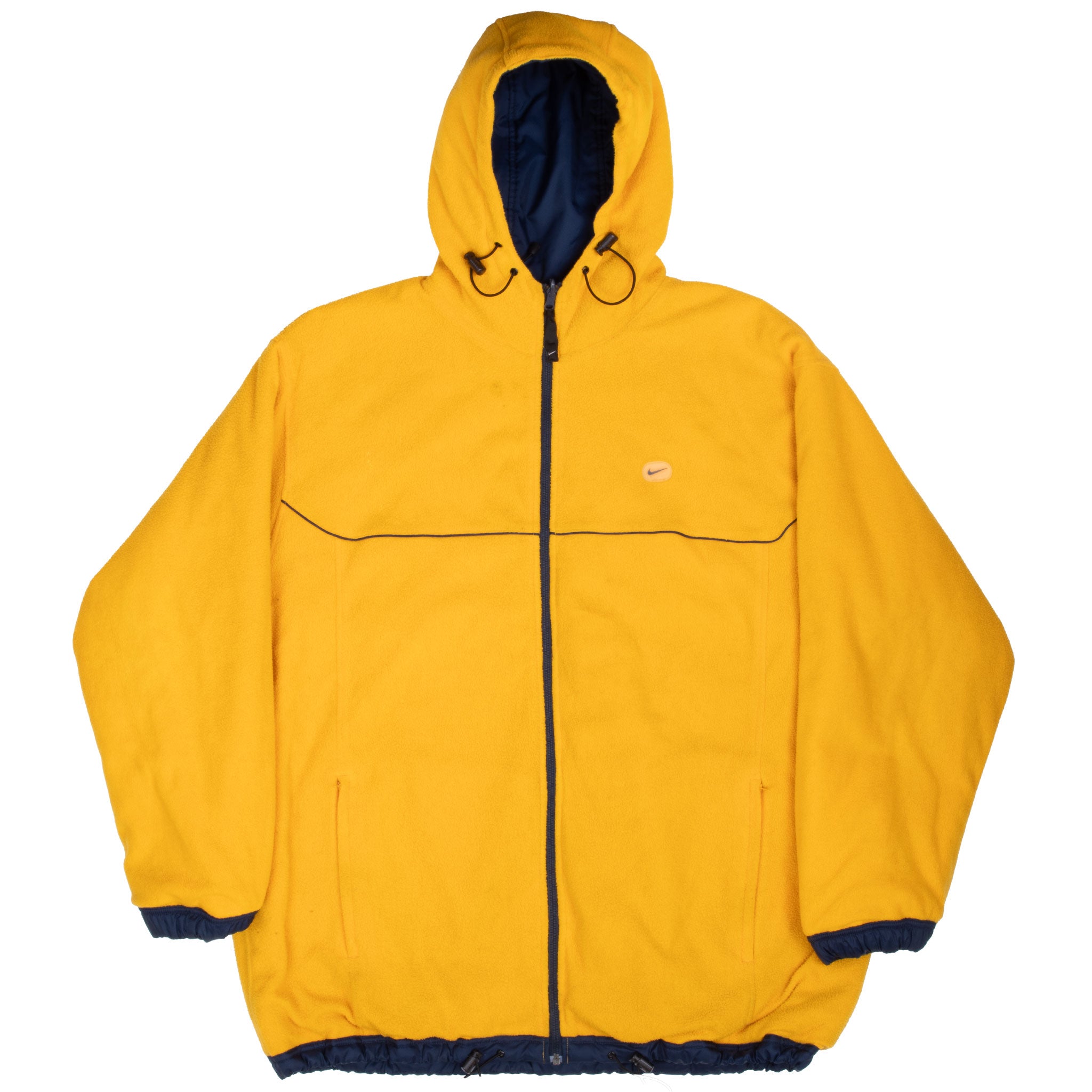 Vintage Nike Swoosh Yellow Blue Hooded Reversible Windbreaker Jacket 2000S Size XL