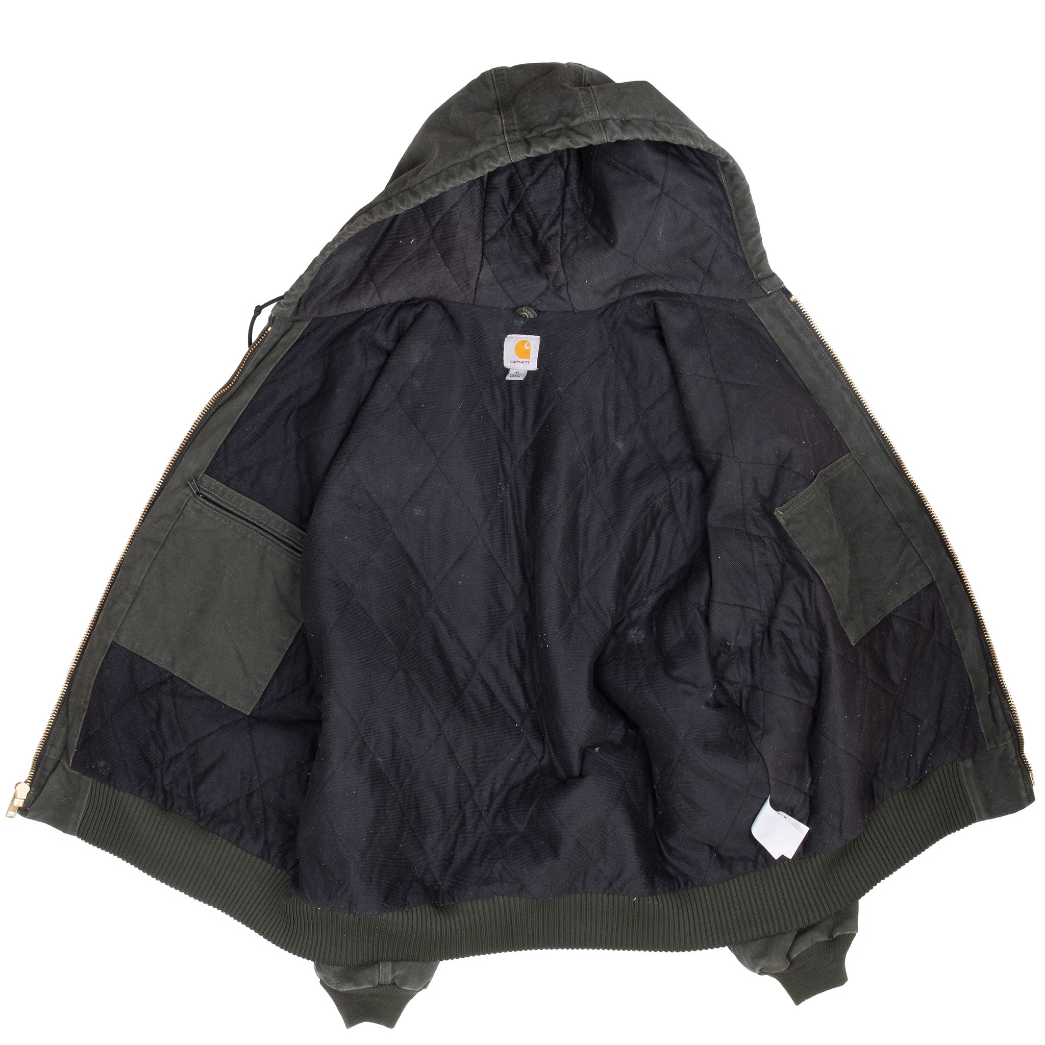 Vintage Carhartt Green Active Hooded Jacket J130Mos 2015 Size Xl