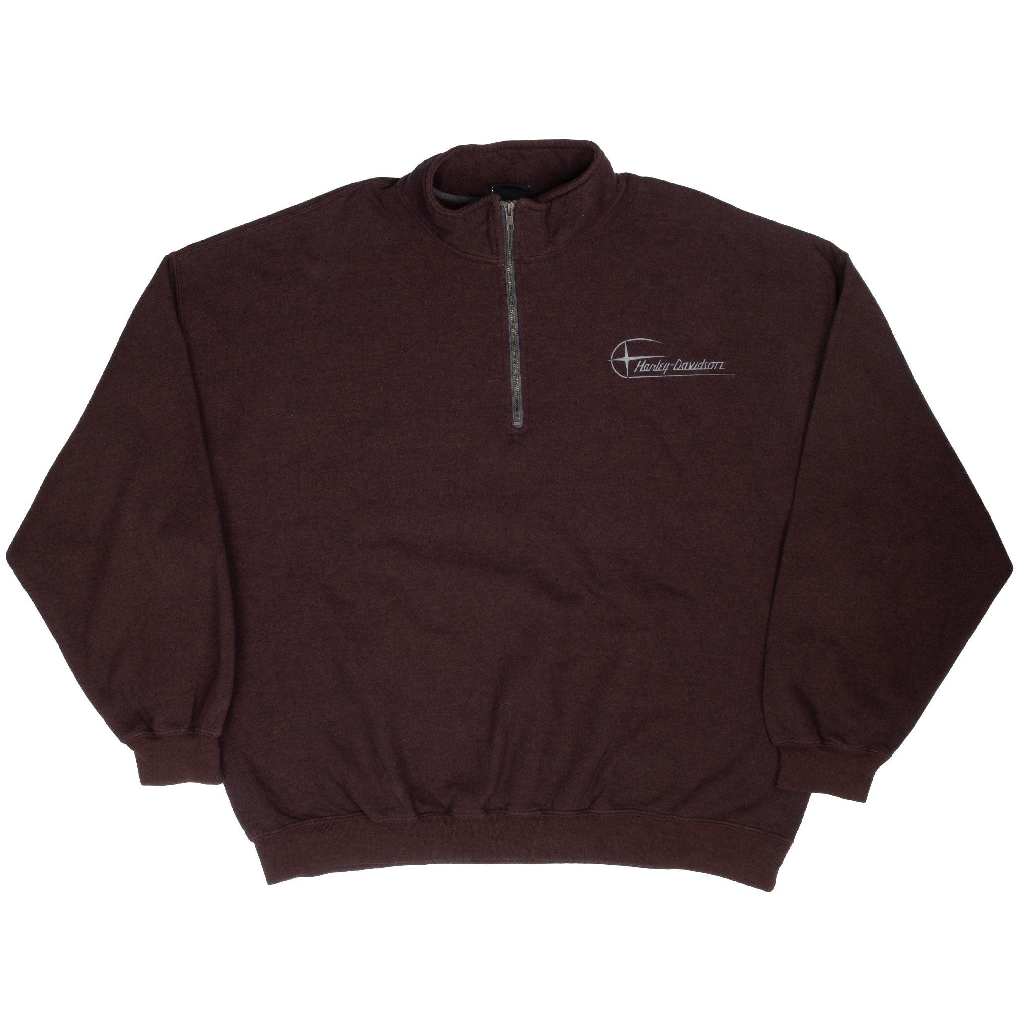 Vintage Harley Davidson Urbana Illinois Brown Quarter Zip Sweater 2000S Size 2XL