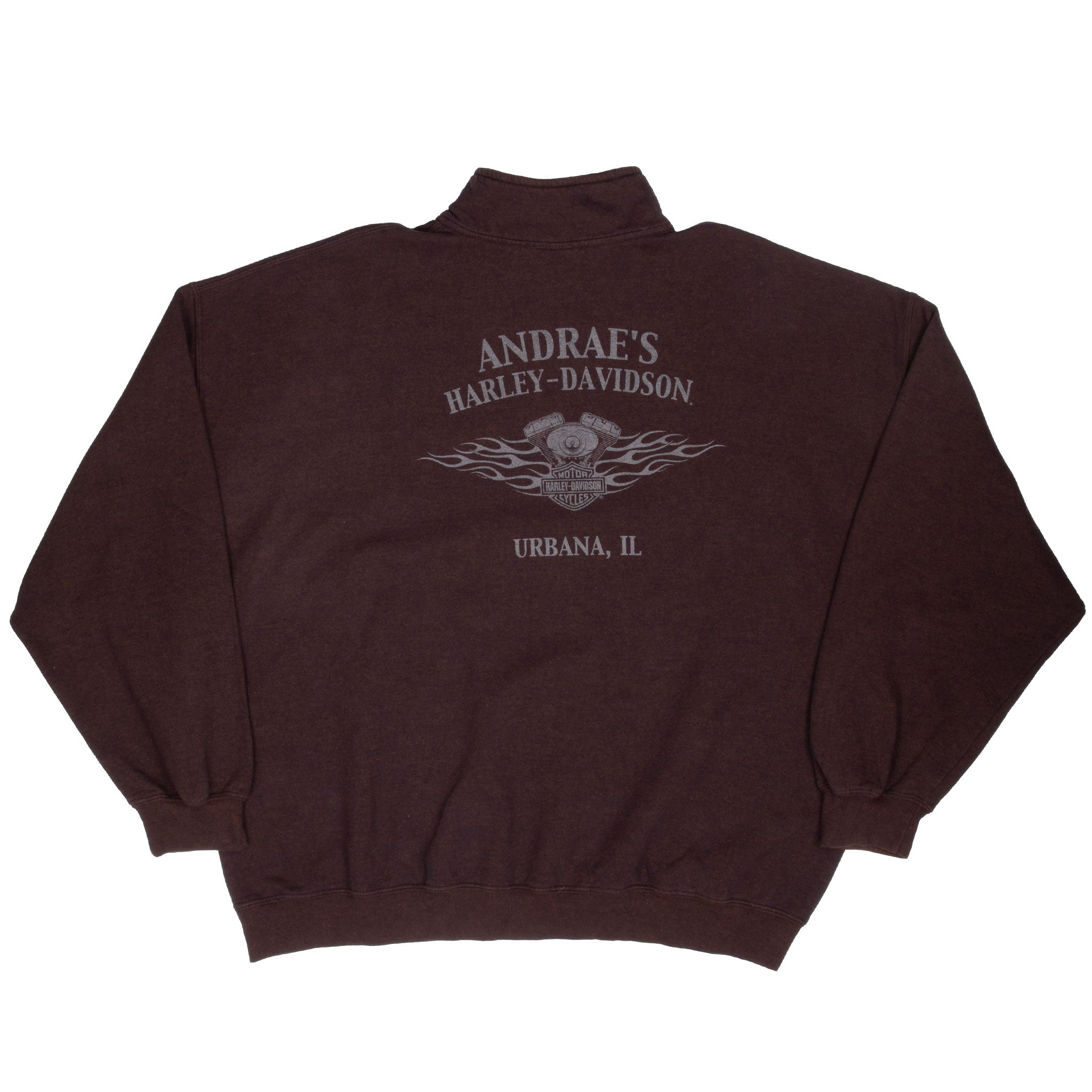 Vintage Harley Davidson Urbana Illinois Brown Quarter Zip Sweater 2000S Size 2XL