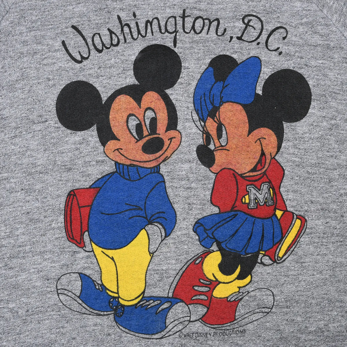 Close-up of front print showing Mickey and Minnie Mouse beneath Washington, D.C. text