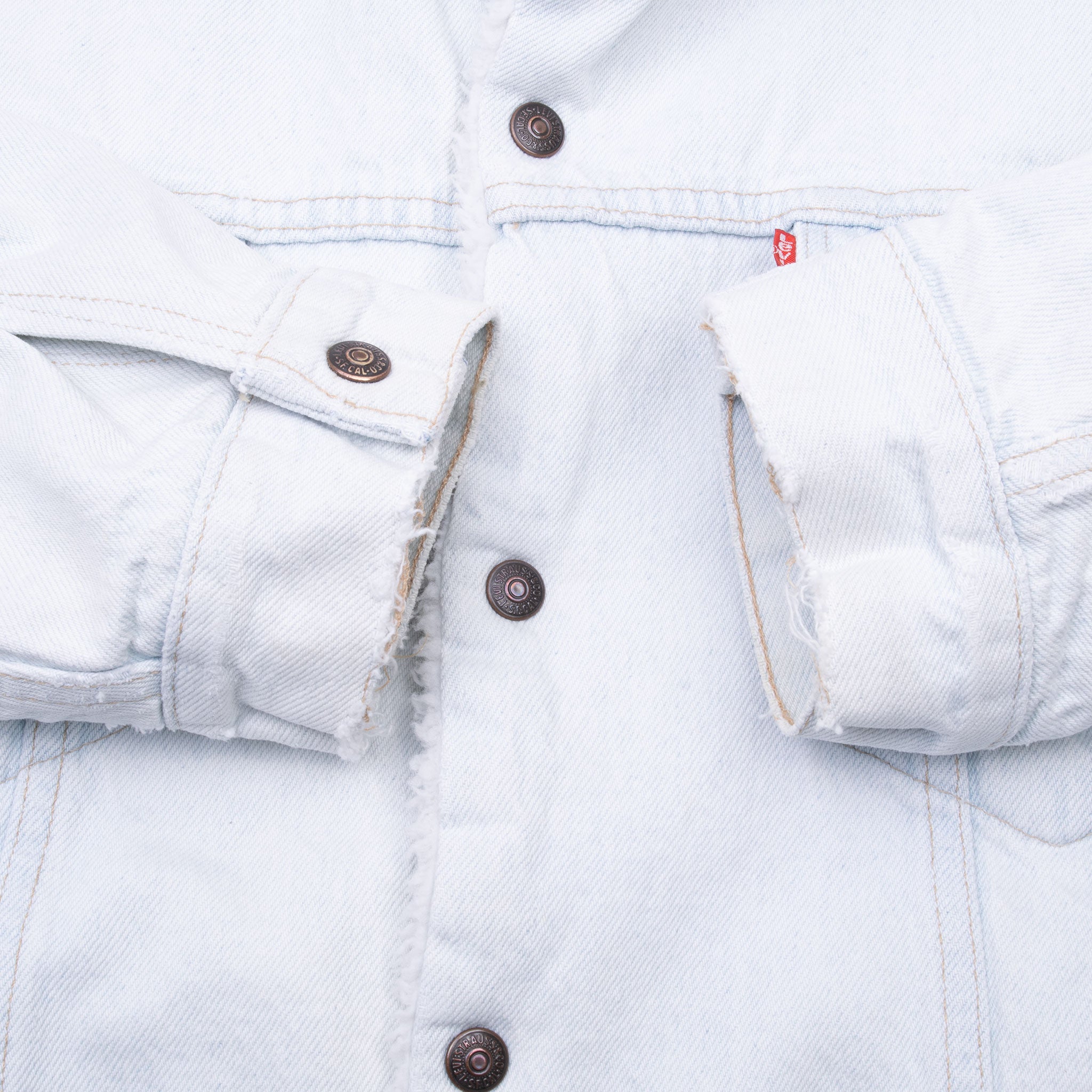 Vintage Levis Sherpa Trucker Blue Light Wash Denim Jacket 1980S Size XL Made In Usa