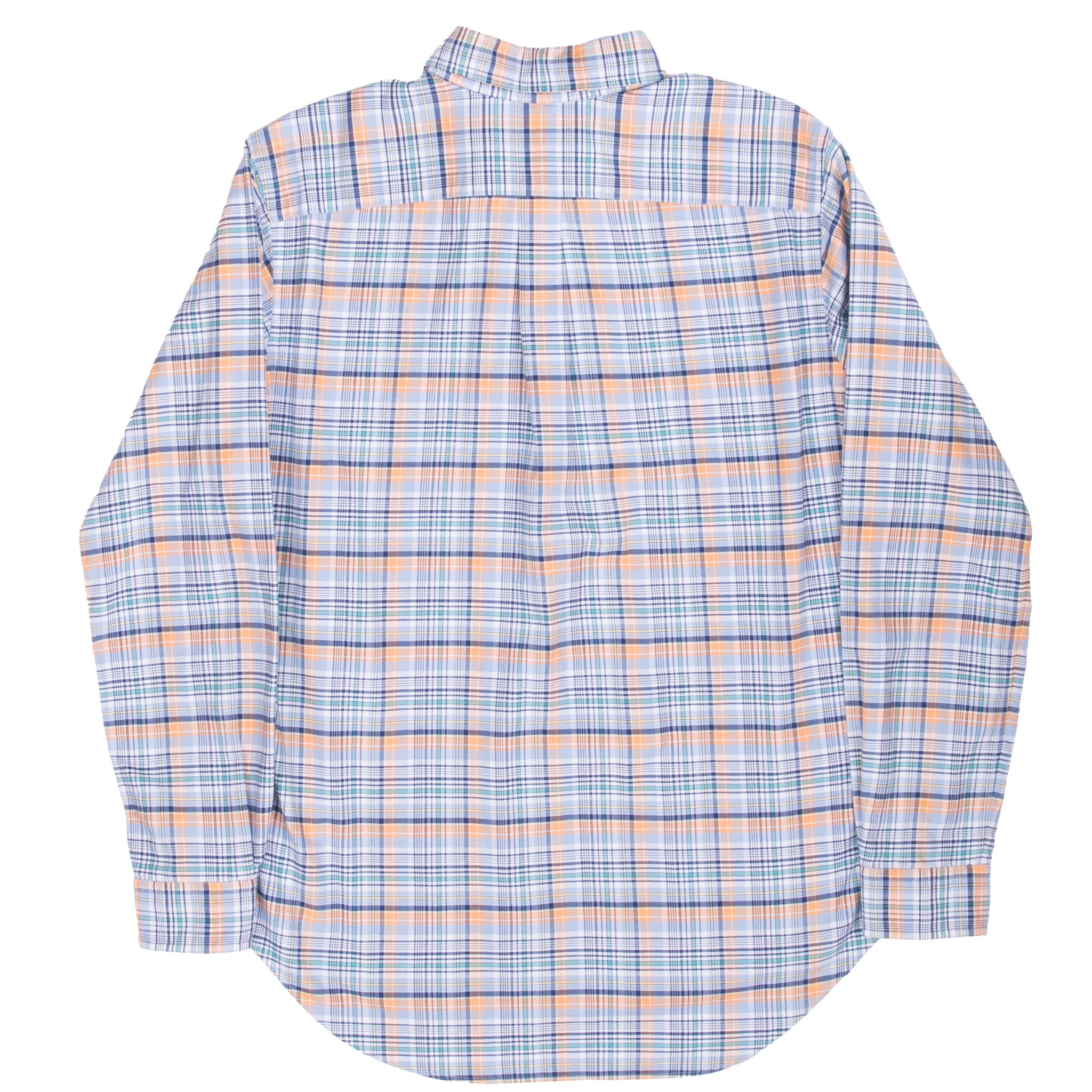 Vintage Ralph Lauren Yellow White Blue Plaid Checker Shirt 1990S Size Medium