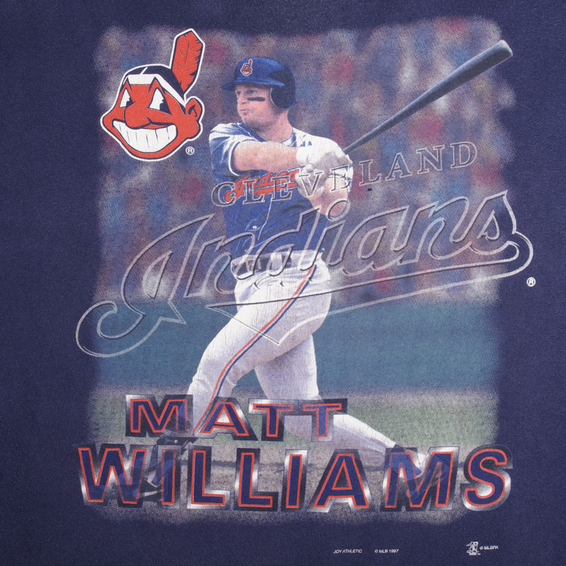 Vintage Mlb Cleveland Indians Matt Williams 1997 Tee Shirt Size 2Xl Made In USA With Single Stitch Sleeves