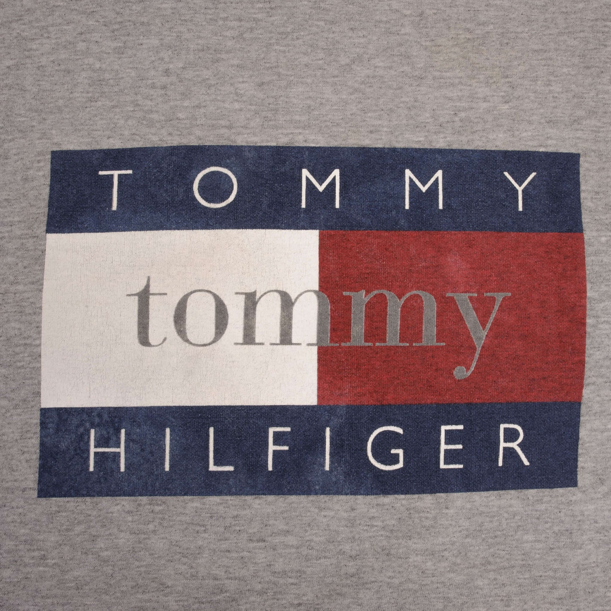 Vintage Tommy Hilfiger Spellout 1990S Grey Sweatshirt Size Medium Made In USA