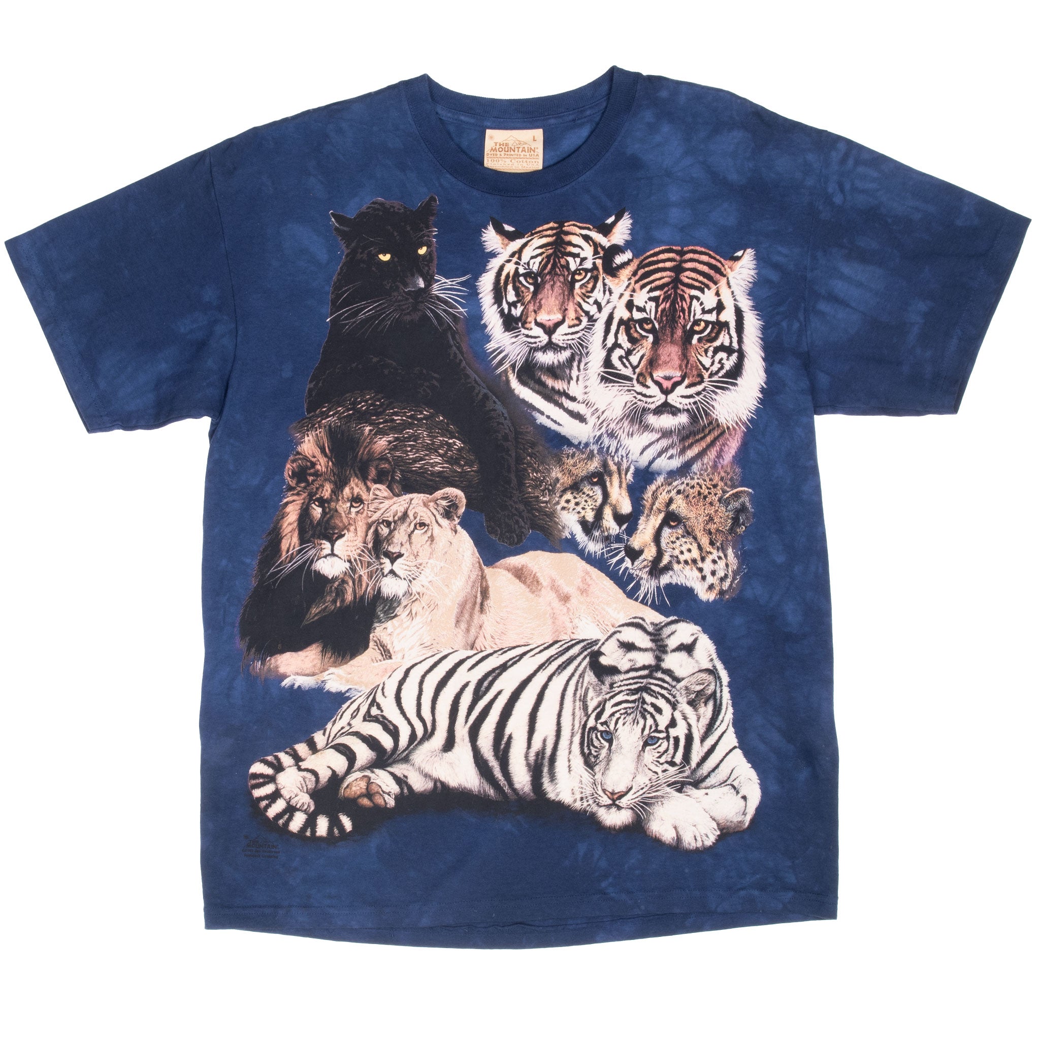 Vintage The Mountain Animal Print Tigers Lions Panthers Tee Shirt 2002 Size Large